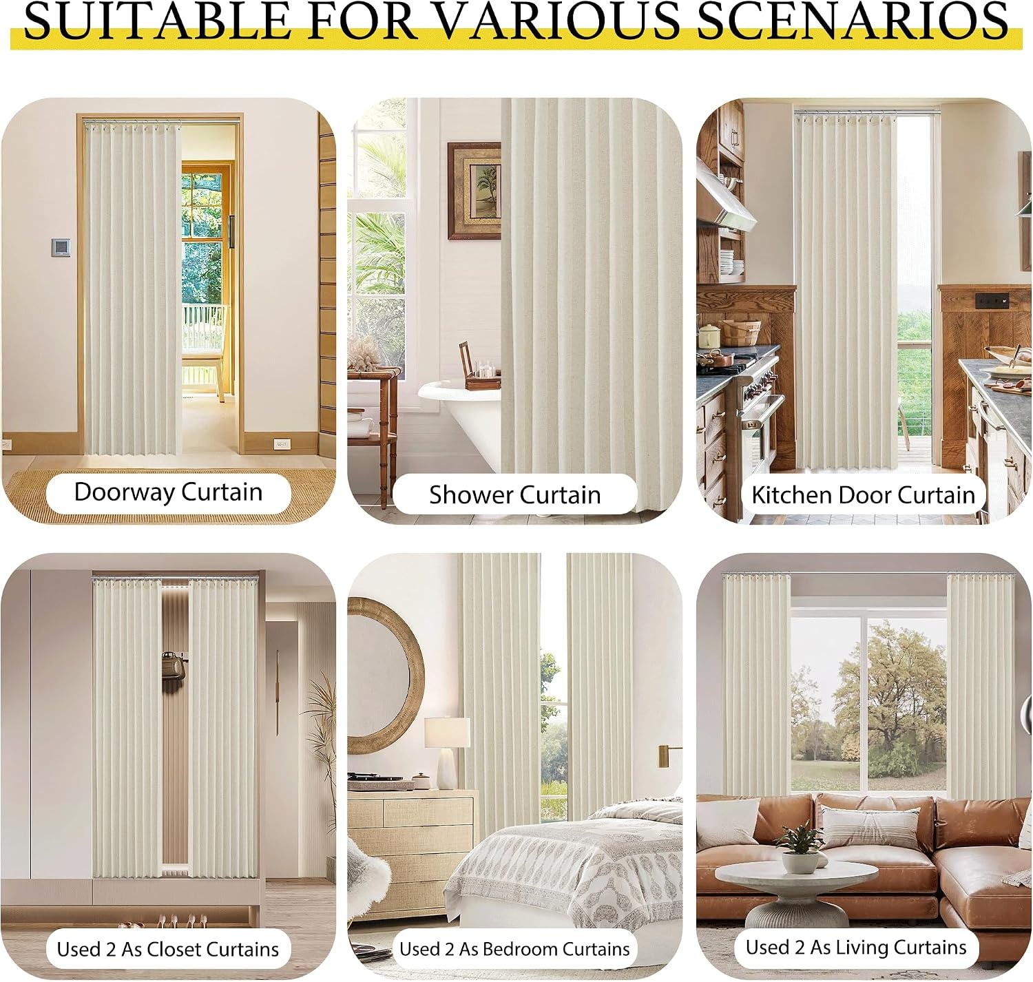 image:imageNICETOWN Linen Curtains for Bedroom Living Room Sheer Door Curtains amp Drapes 80 inches Length for Doorway Farmhouse Country Accordion Style Curtain for Sliding Glass Door 38 Wide Angora 1 PanelNatural Beige