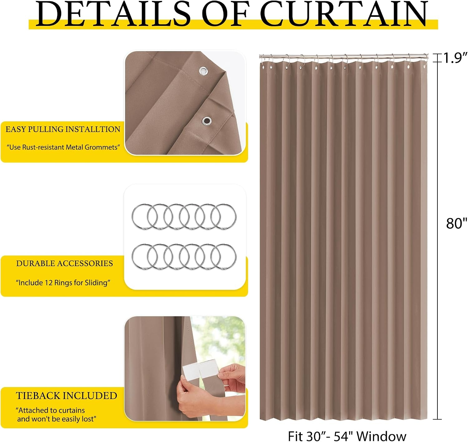 image:imageNICETOWN Linen Curtains for Bedroom Living Room Sheer Door Curtains amp Drapes 80 inches Length for Doorway Farmhouse Country Accordion Style Curtain for Sliding Glass Door 38 Wide Angora 1 PanelCappuccino