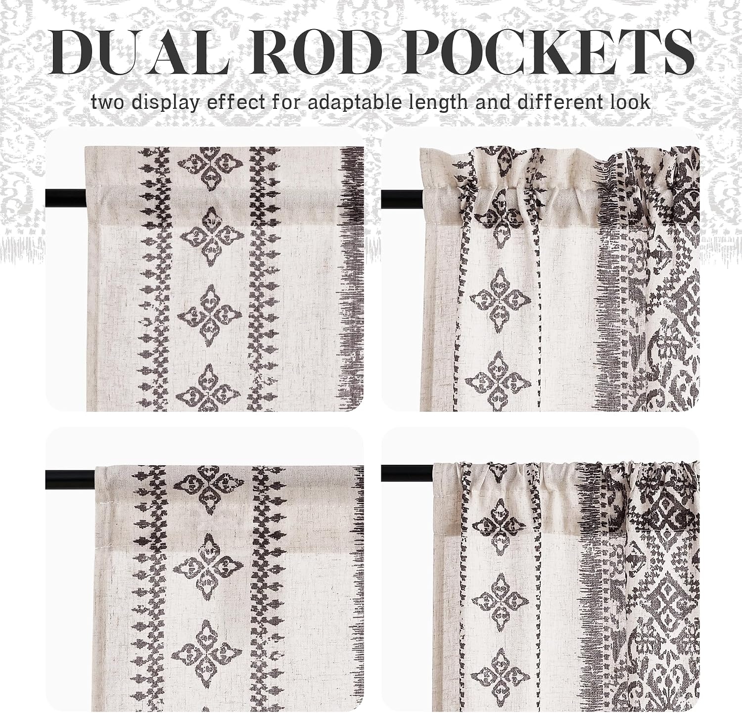 image:imageNICETOWN Natural Linen Door Curtains for Glass French Door Farmhouse Boho Window Rustic Sheer Drapes Light Filtering Rod Pocket Front Sidelight Shade Privacy Added 1 PC 35 W x 72 LNatural