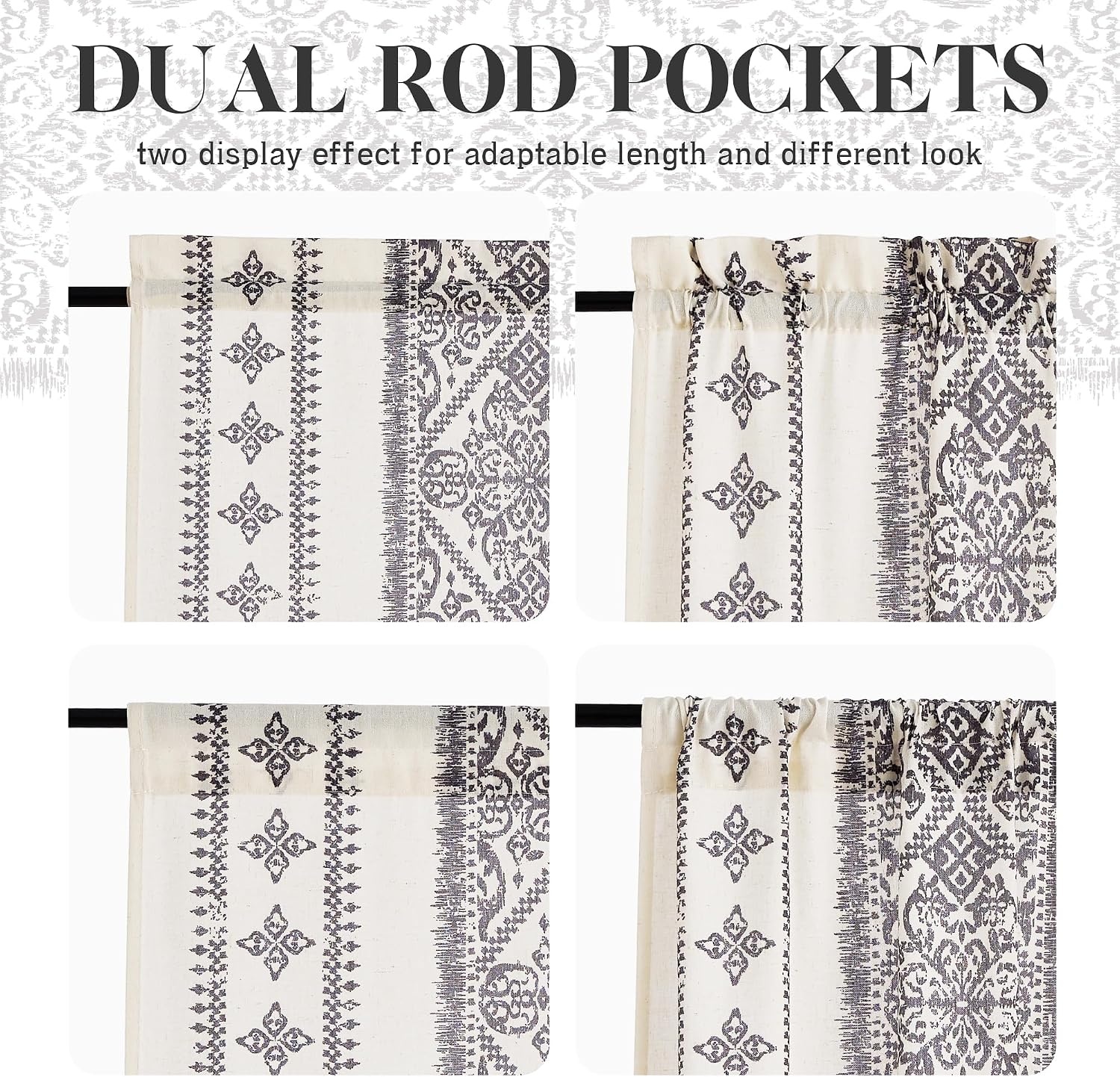 image:imageNICETOWN Natural Linen Door Curtains for Glass French Door Farmhouse Boho Window Rustic Sheer Drapes Light Filtering Rod Pocket Front Sidelight Shade Privacy Added 1 PC 35 W x 72 LGreyish White