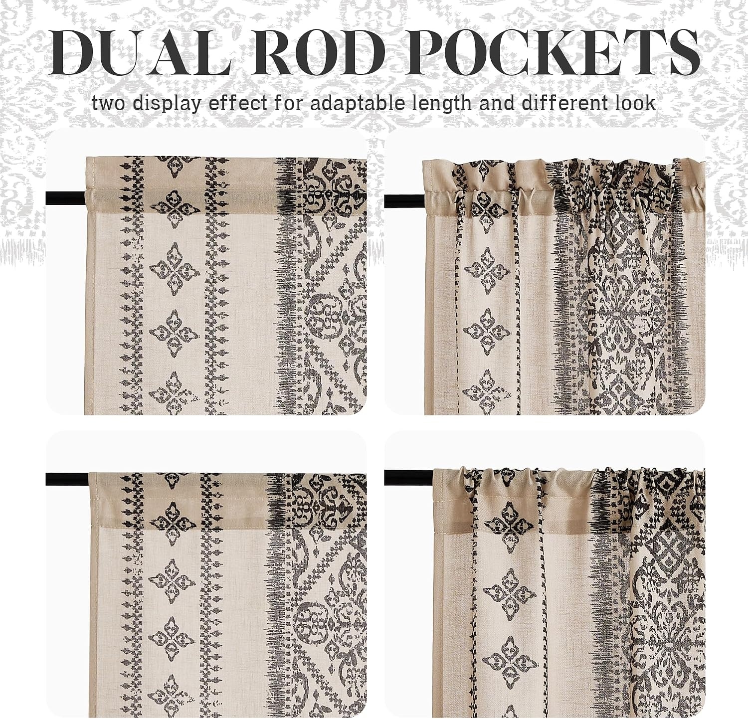 image:imageNICETOWN Natural Linen Door Curtains for Glass French Door Farmhouse Boho Window Rustic Sheer Drapes Light Filtering Rod Pocket Front Sidelight Shade Privacy Added 1 PC 35 W x 72 LAngora