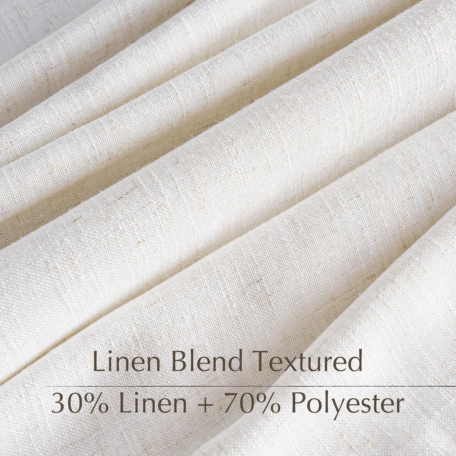 image:imageNICETOWN Natural Thick Linen Semi Sheer Curtains for Farmhouse with Blackout Bedroom Window Curtains W52 x L84 2 Panels