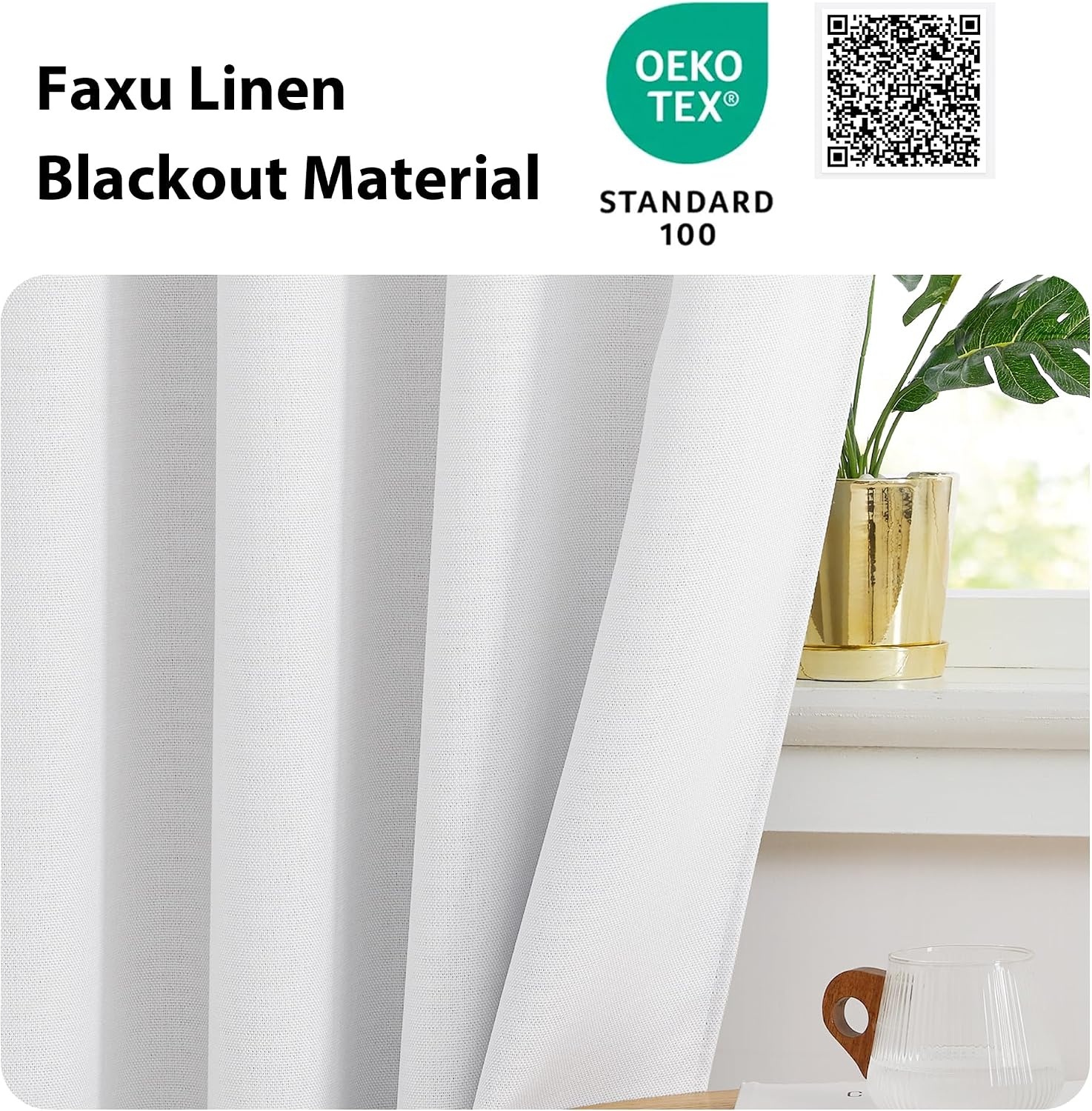 image:imageNICETOWN Room Darkening Faux Linen Small Window Curtains for Bathroom Energy Saving French Door Curtains for Home Office Living Room Kitchen French Door 24W x 18L Inch Greyish White 1 PanelGreyish White