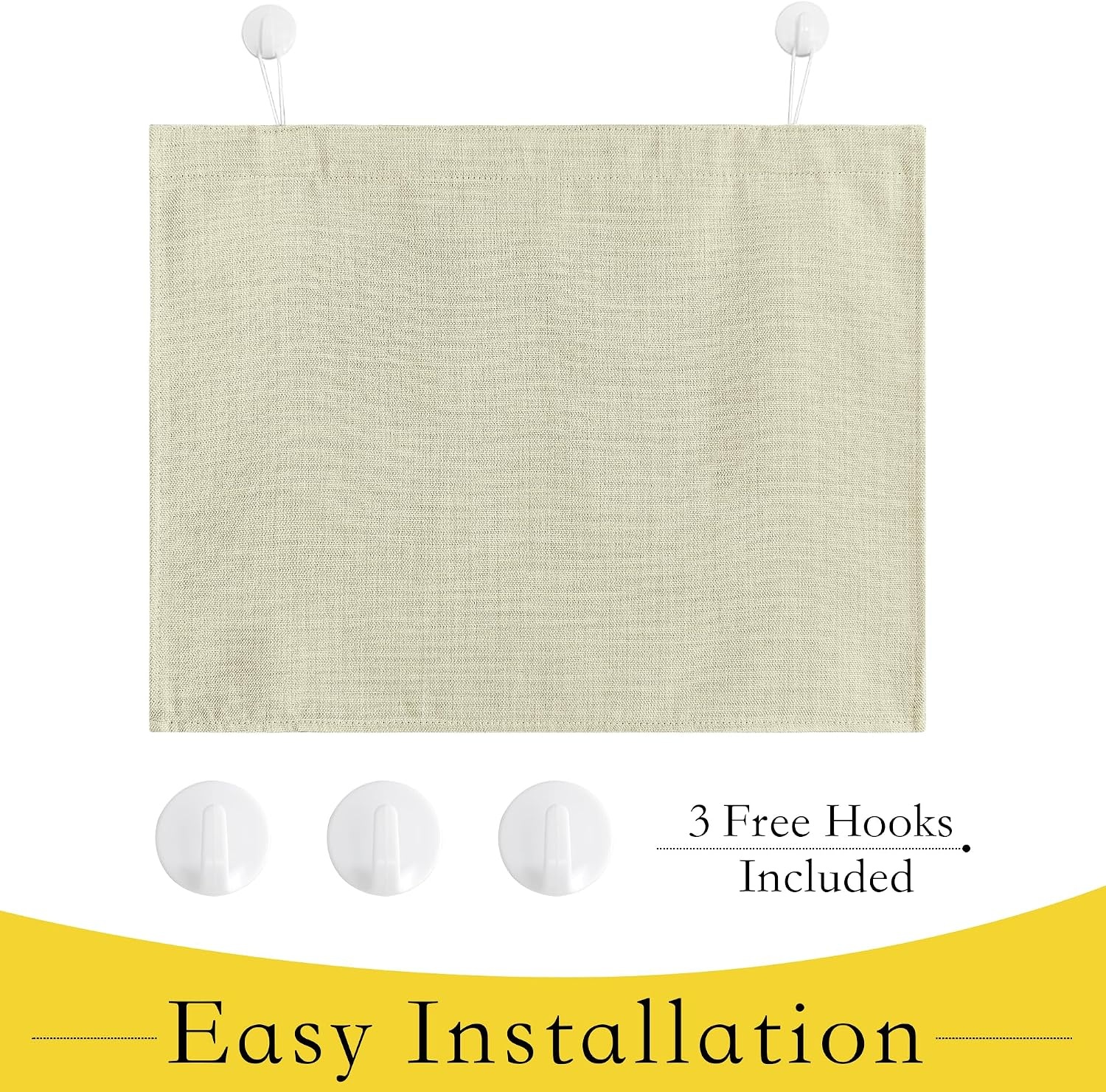 image:imageNICETOWN Room Darkening Faux Linen Small Window Curtains for Bathroom Energy Saving French Door Curtains for Home Office Living Room Kitchen French Door 24W x 18L Inch Greyish White 1 PanelBeige