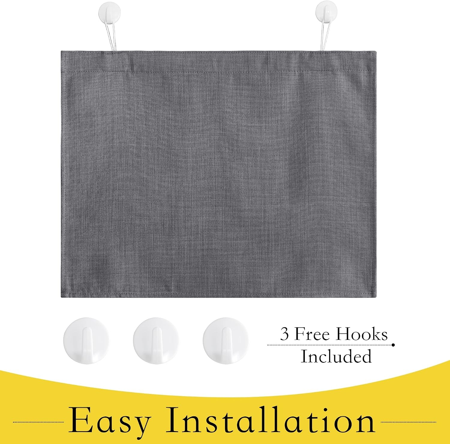 image:imageNICETOWN Room Darkening Faux Linen Small Window Curtains for Bathroom Energy Saving French Door Curtains for Home Office Living Room Kitchen French Door 24W x 18L Inch Greyish White 1 PanelGrey