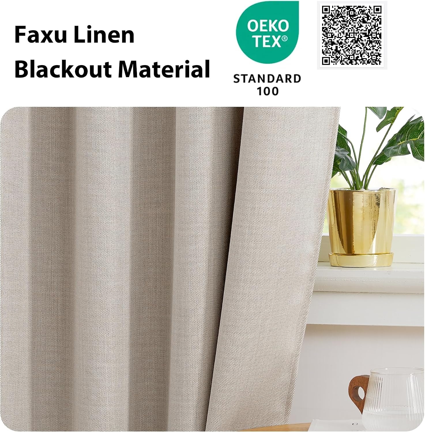 image:imageNICETOWN Room Darkening Faux Linen Small Window Curtains for Bathroom Energy Saving French Door Curtains for Home Office Living Room Kitchen French Door 24W x 18L Inch Greyish White 1 PanelAngora
