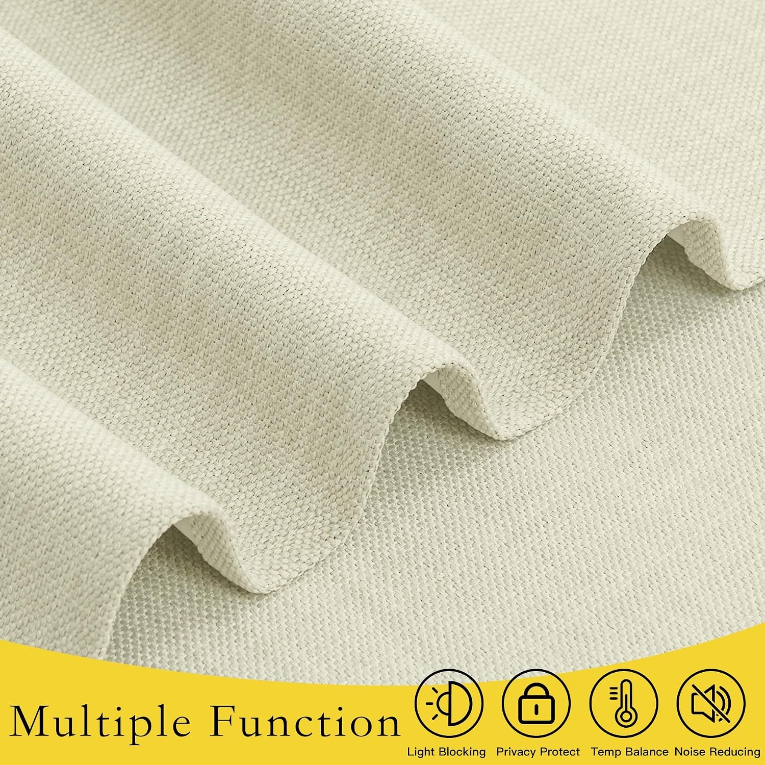 image:imageNICETOWN Room Darkening Faux Linen Small Window Curtains for Bathroom Energy Saving French Door Curtains for Home Office Living Room Kitchen French Door 24W x 18L Inch Greyish White 1 PanelBeige