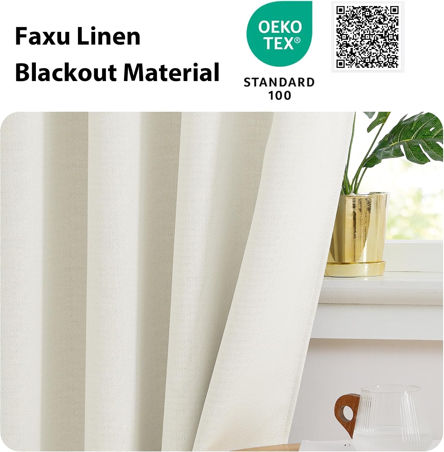 image:imageNICETOWN Room Darkening Faux Linen Small Window Curtains for Bathroom Energy Saving French Door Curtains for Home Office Living Room Kitchen French Door 24W x 18L Inch Greyish White 1 PanelNatural