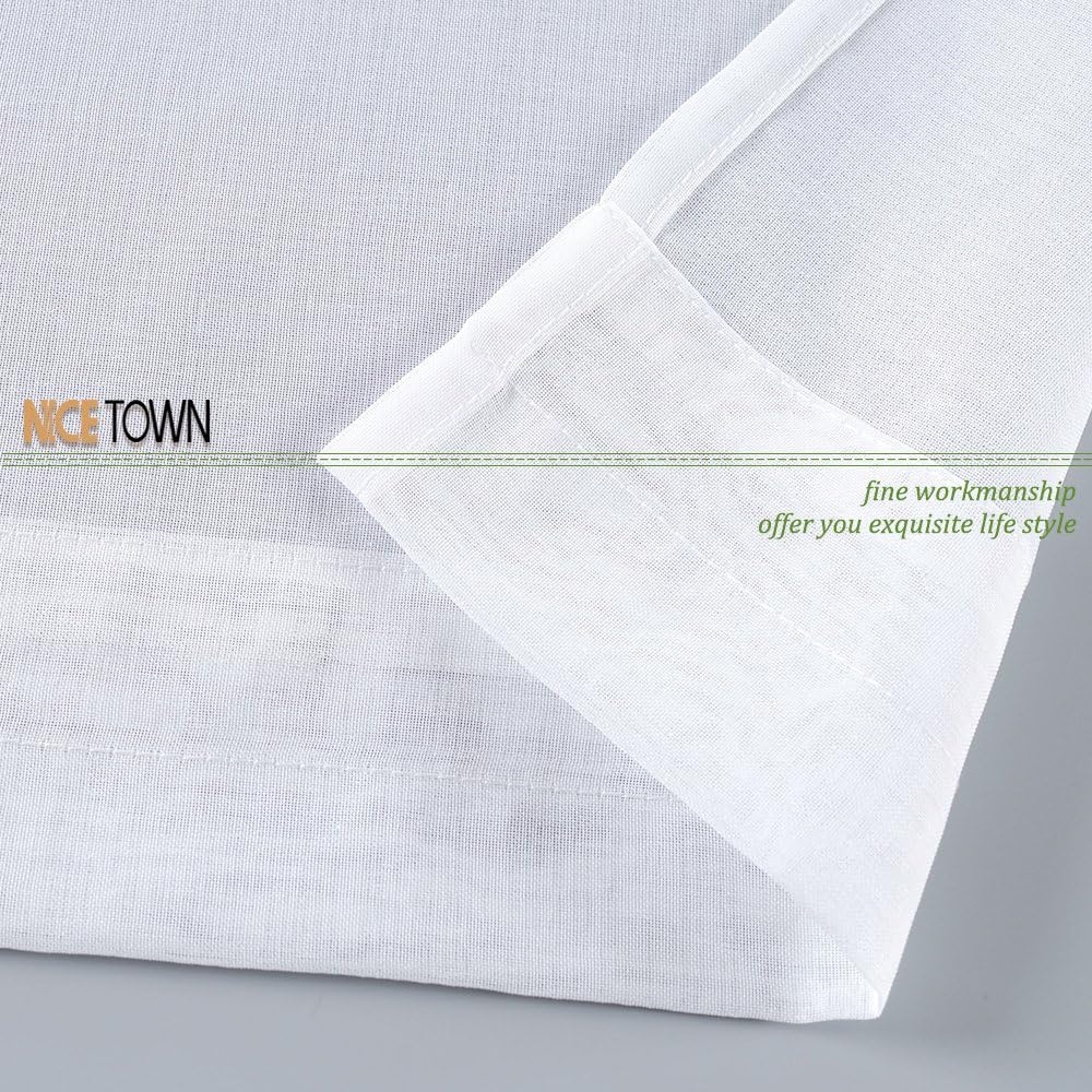 image:imageNICETOWN Sheer Curtains for Hall Room Rod Pocket Faux Linen Sheer Curtains 84 inches Long for Patio Sliding Glass Door White 1 Pair 55 Wide Per PanelWhite Rod Pocket Only