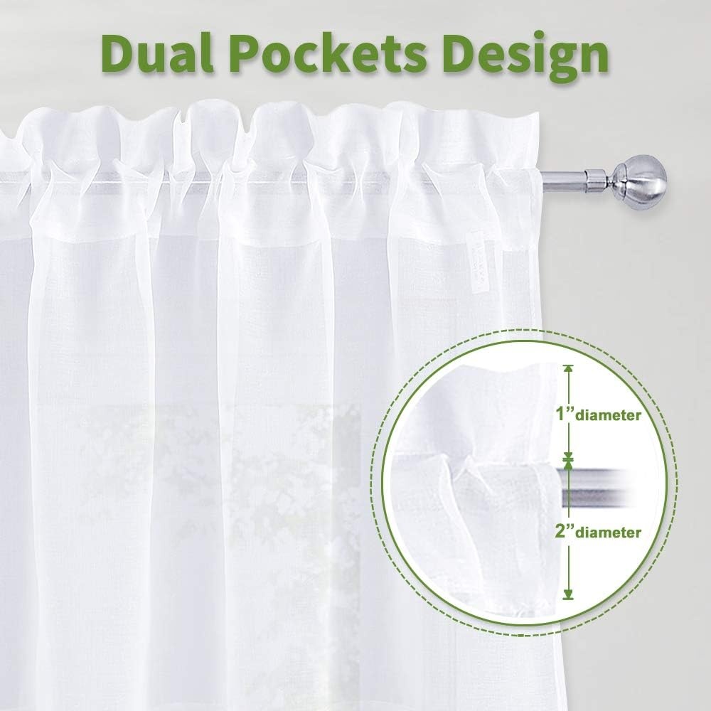 image:imageNICETOWN Sheer Curtains for Hall Room Rod Pocket Faux Linen Sheer Curtains 84 inches Long for Patio Sliding Glass Door White 1 Pair 55 Wide Per PanelWhite Rod Pocket Only