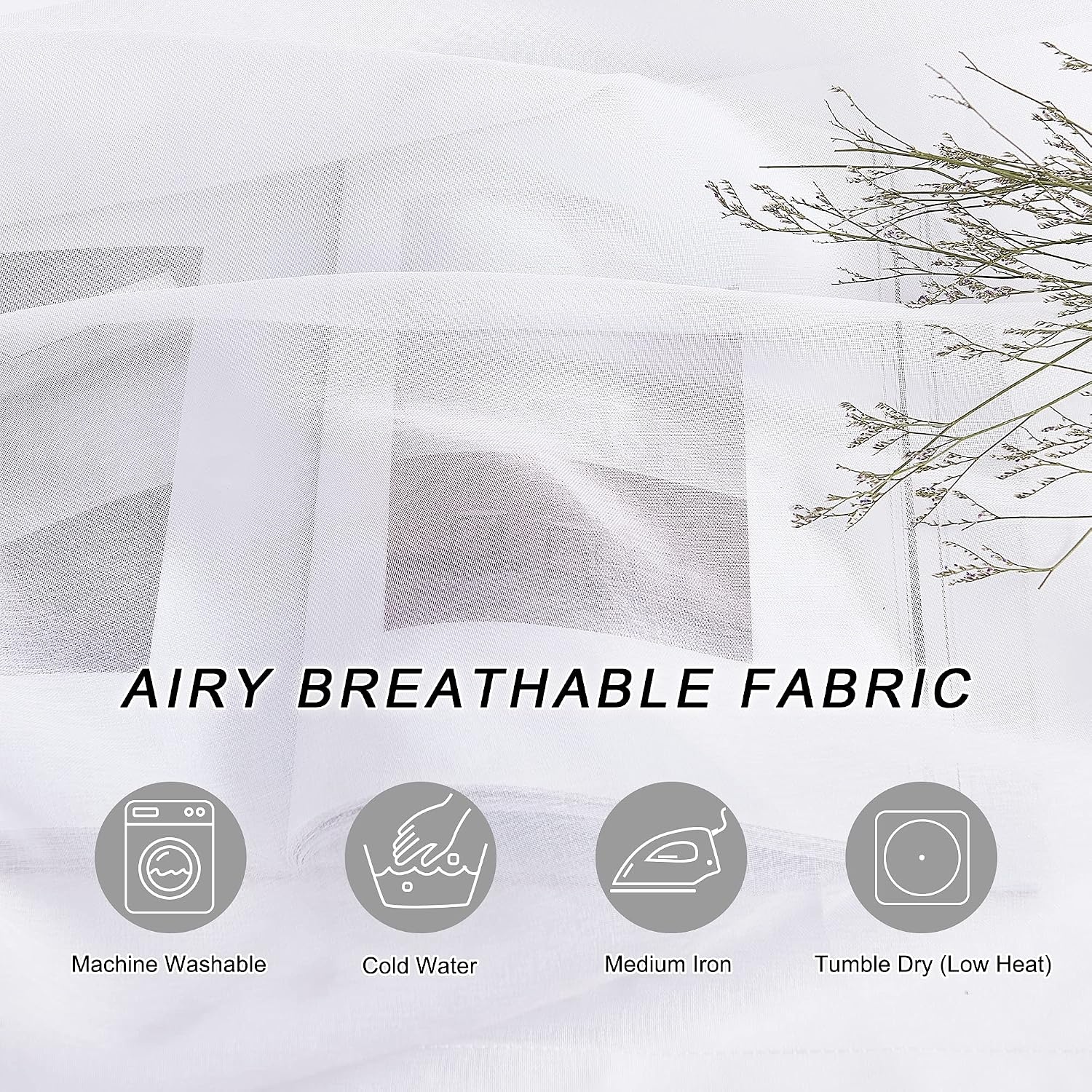 image:imageNICETOWN Sheer Curtains for Hall Room Rod Pocket Faux Linen Sheer Curtains 84 inches Long for Patio Sliding Glass Door White 1 Pair 55 Wide Per PanelWhite Rod Pocket Only
