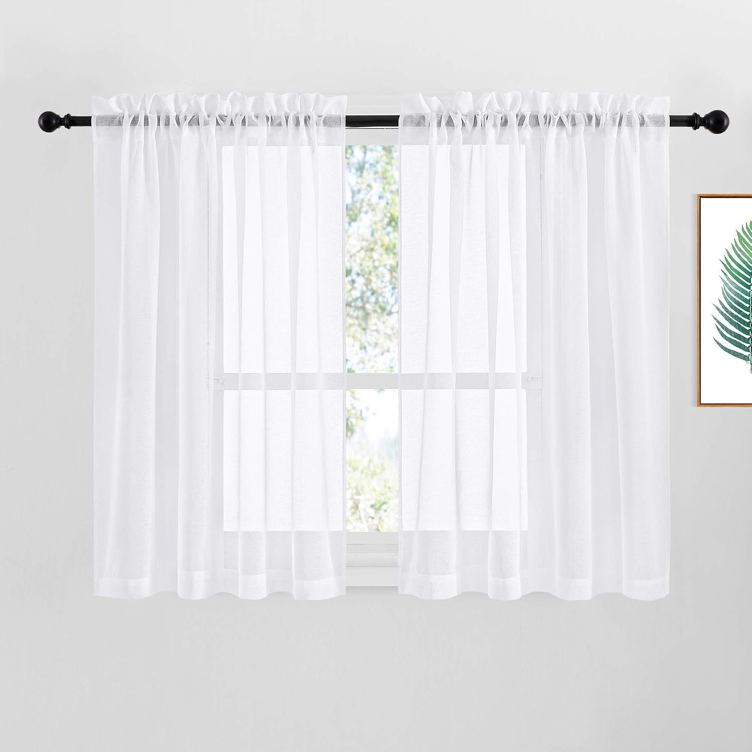 image:imageNICETOWN Sheer Curtains for Hall Room Rod Pocket Faux Linen Sheer Curtains 84 inches Long for Patio Sliding Glass Door White 1 Pair 55 Wide Per PanelWhite Rod Pocket Only