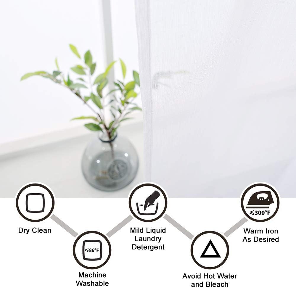 image:imageNICETOWN Sheer Curtains for Hall Room Rod Pocket Faux Linen Sheer Curtains 84 inches Long for Patio Sliding Glass Door White 1 Pair 55 Wide Per PanelWhite Rod Pocket Only