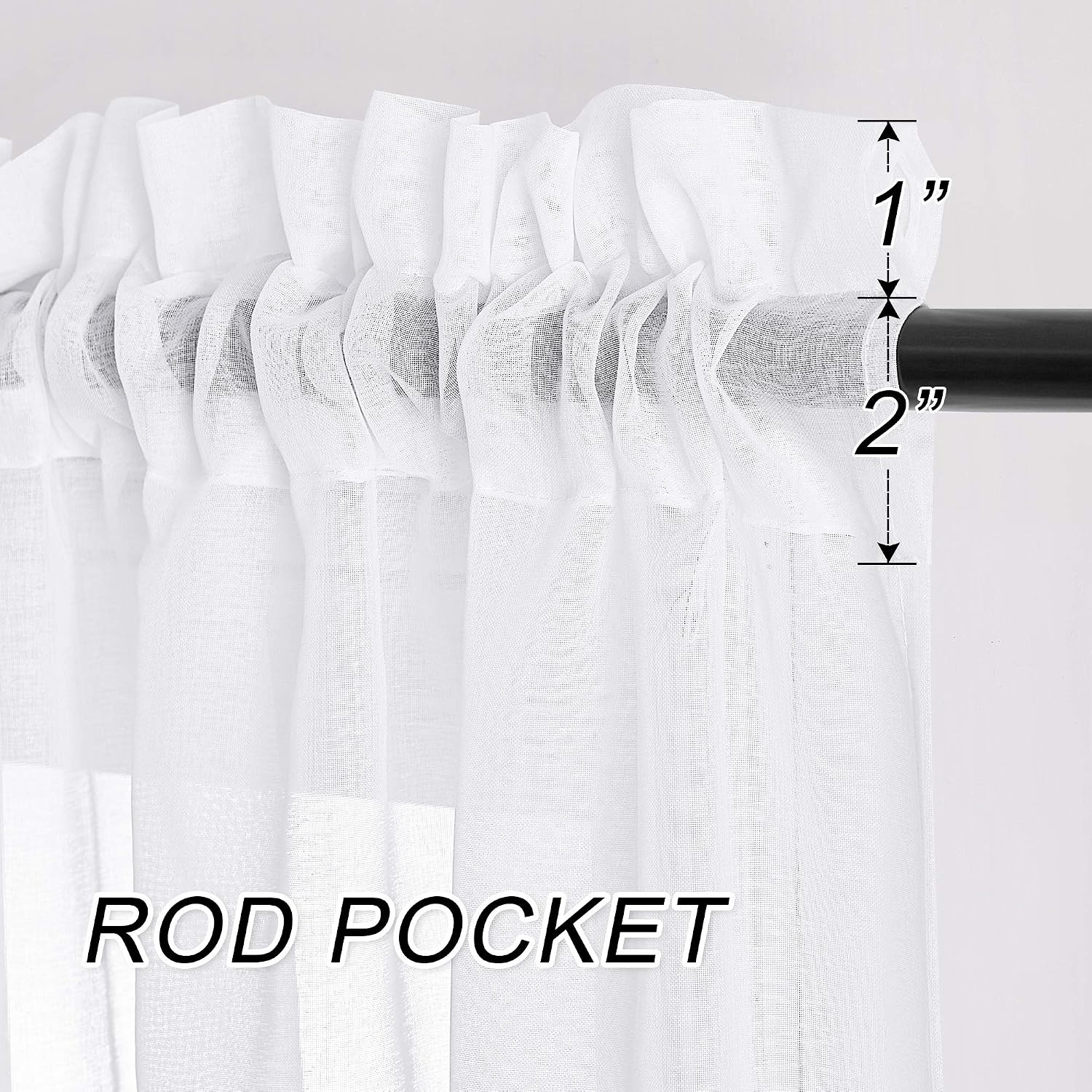 image:imageNICETOWN Sheer Curtains for Hall Room Rod Pocket Faux Linen Sheer Curtains 84 inches Long for Patio Sliding Glass Door White 1 Pair 55 Wide Per PanelWhite Rod Pocket Only