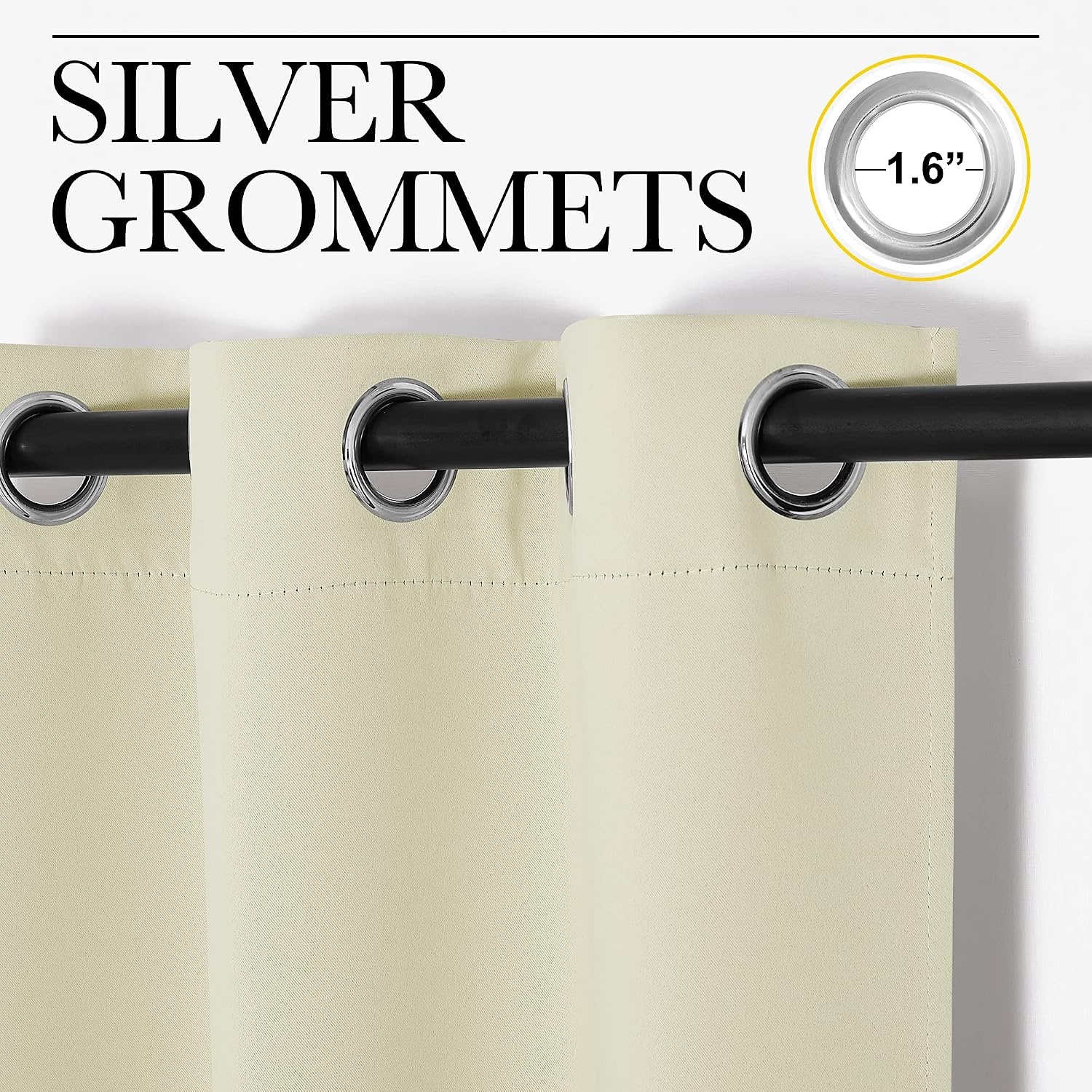 image:imageNICETOWN White 100 Blackout Linen Insulated Patio Curtain 84 inch LongBeige