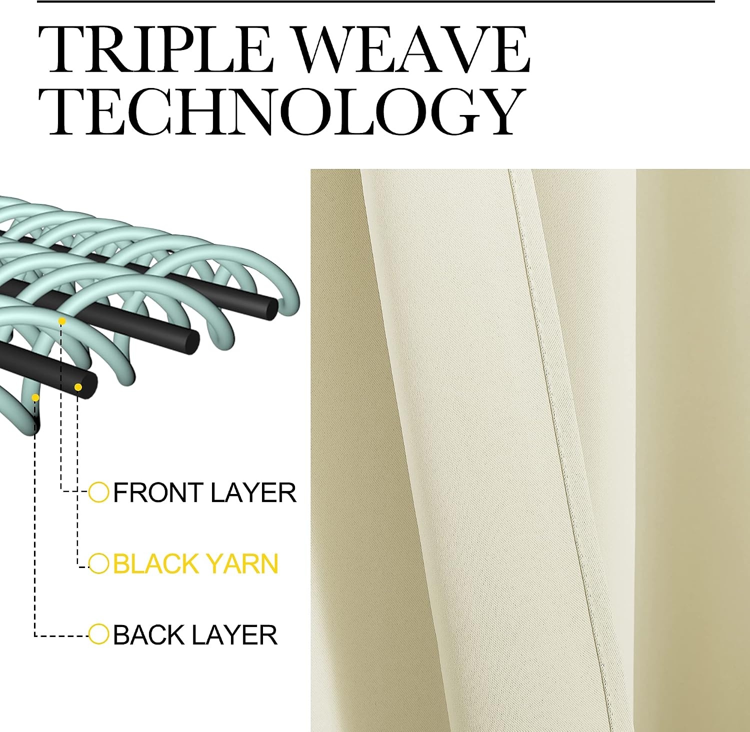image:imageNICETOWN White 100 Blackout Linen Insulated Patio Curtain 84 inch LongBeige