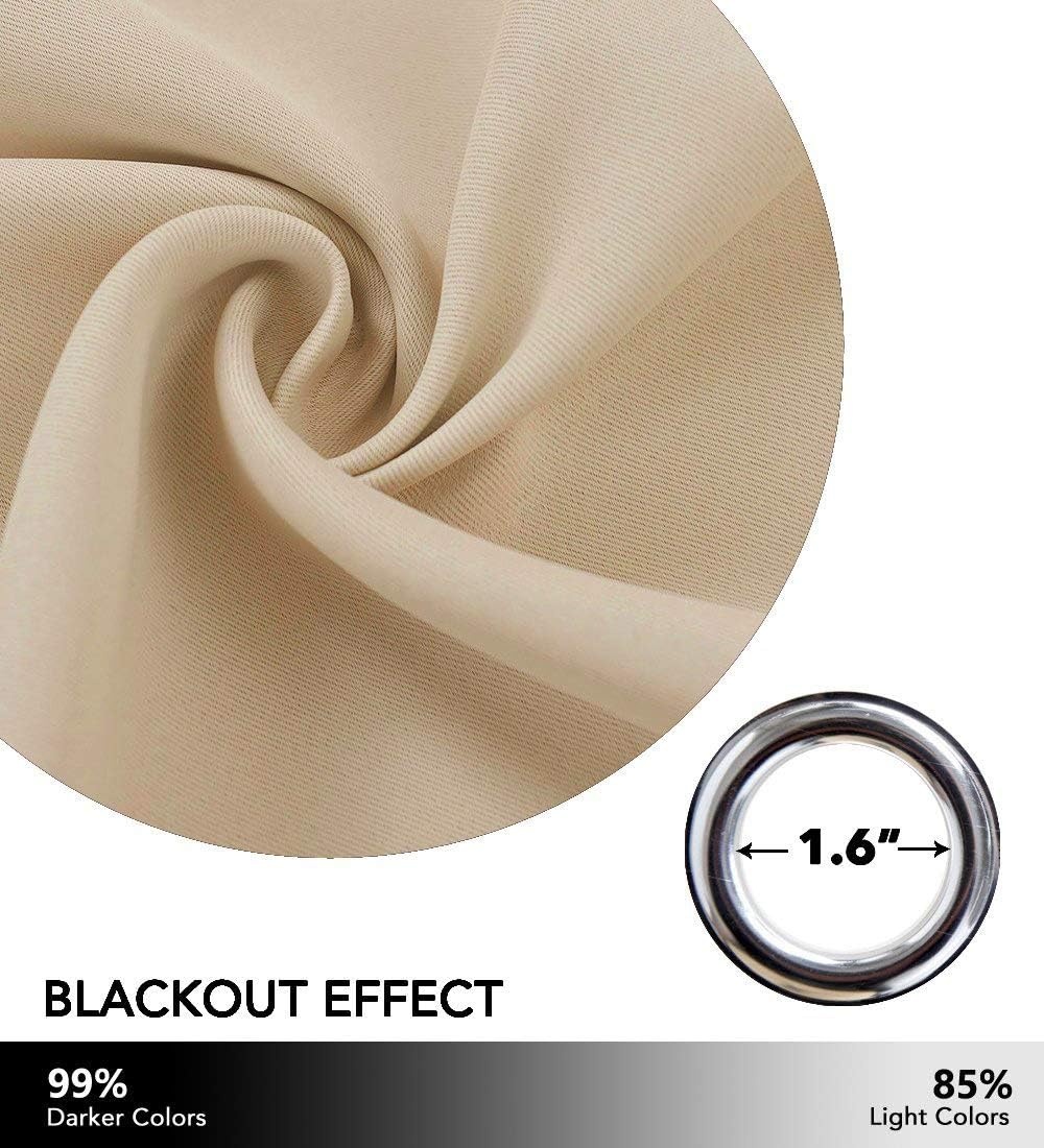 image:imageNICETOWN White 100 Blackout Linen Insulated Patio Curtain 84 inch LongBiscotti Beige