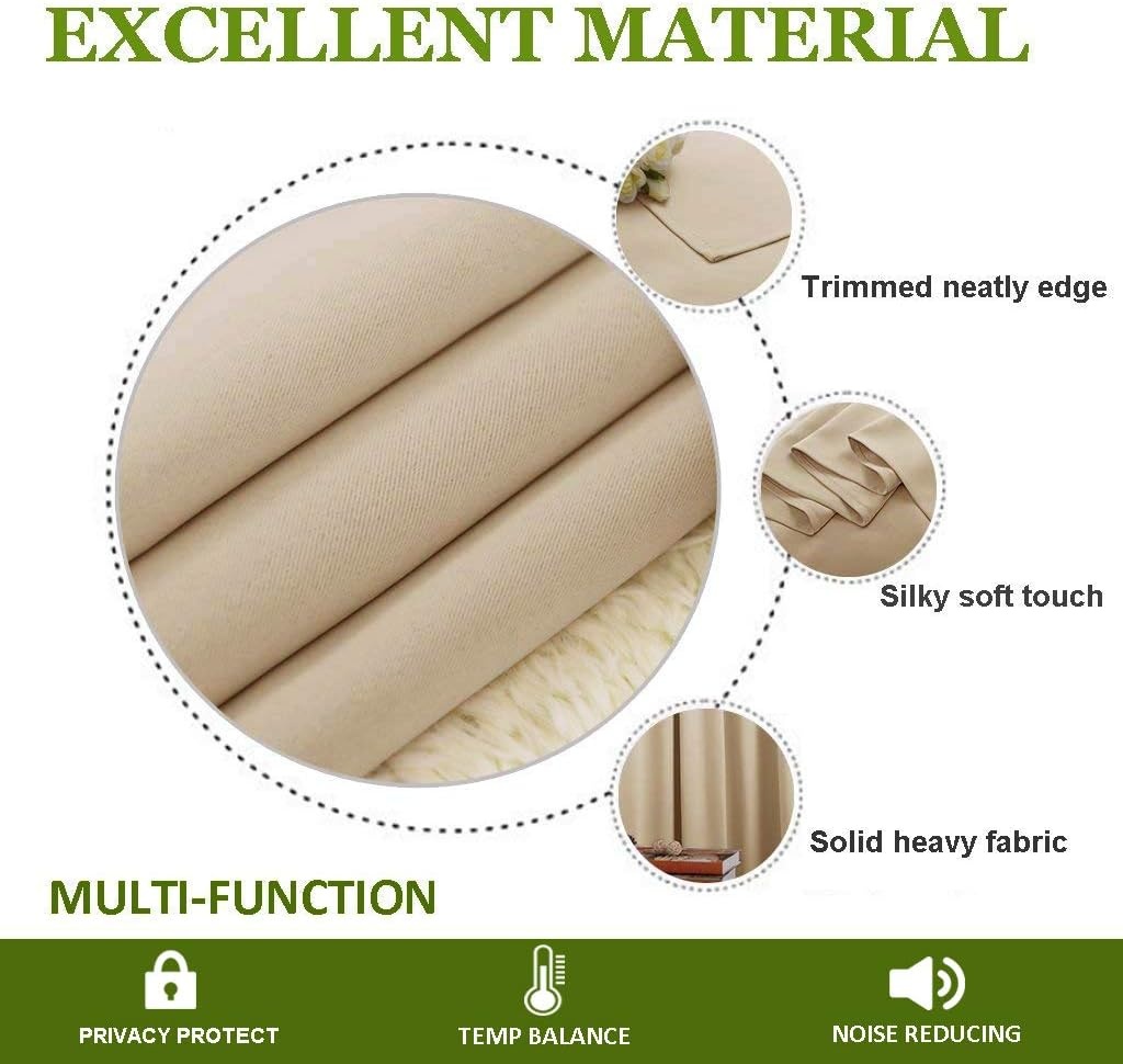image:imageNICETOWN White 100 Blackout Linen Insulated Patio Curtain 84 inch LongBiscotti Beige