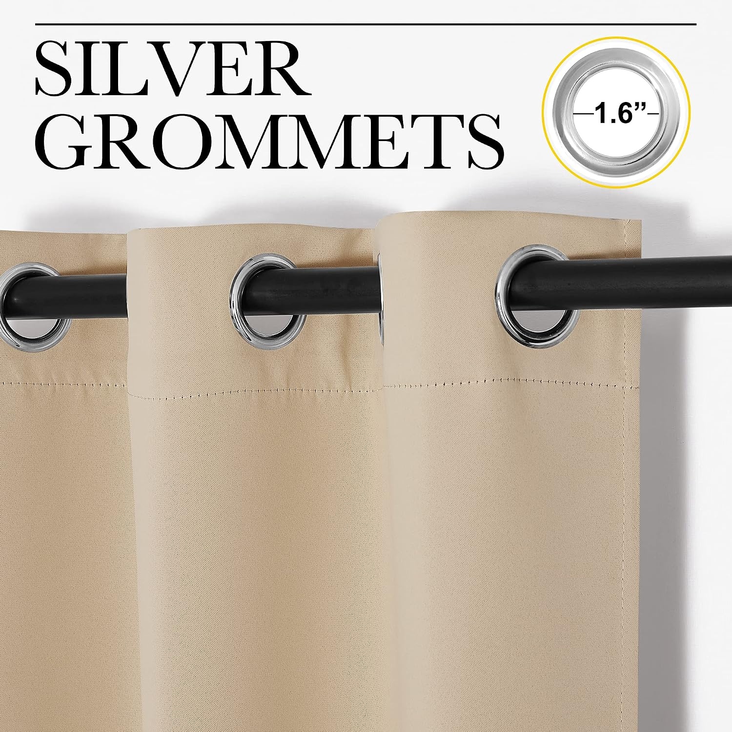image:imageNICETOWN White 100 Blackout Linen Insulated Patio Curtain 84 inch LongBiscotti Beige