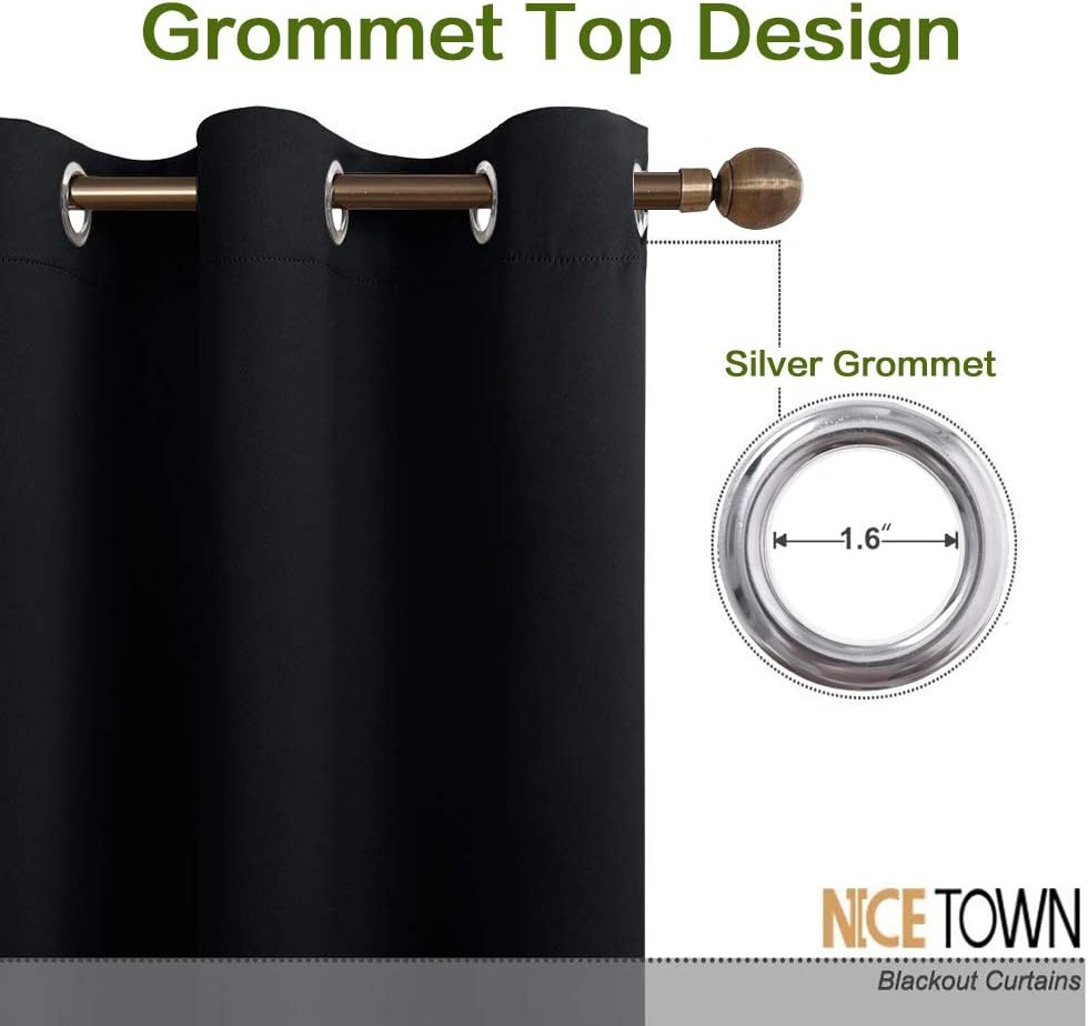 image:imageNICETOWN White 100 Blackout Linen Insulated Patio Curtain 84 inch LongBlack