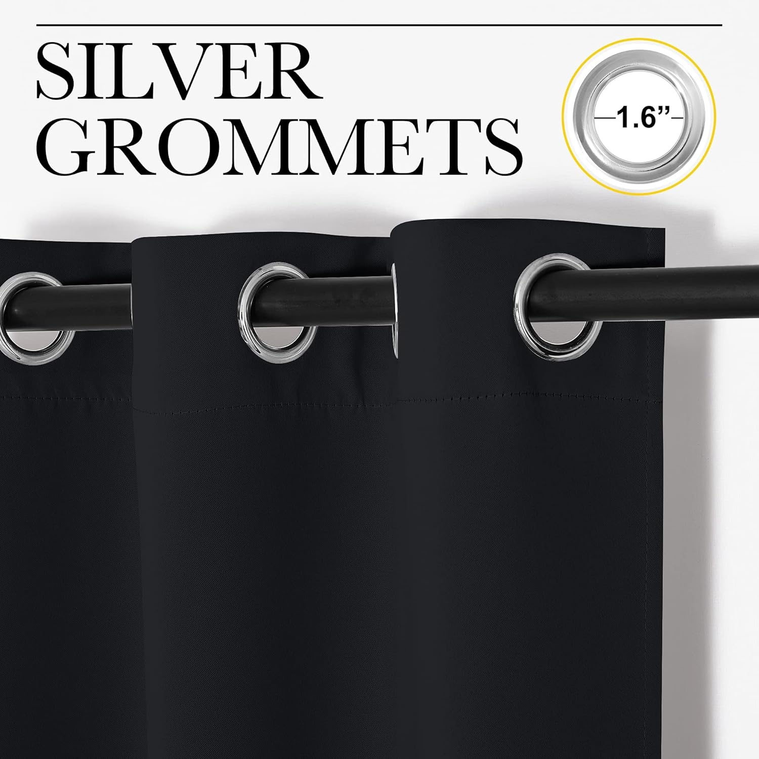 image:imageNICETOWN White 100 Blackout Linen Insulated Patio Curtain 84 inch LongBlack