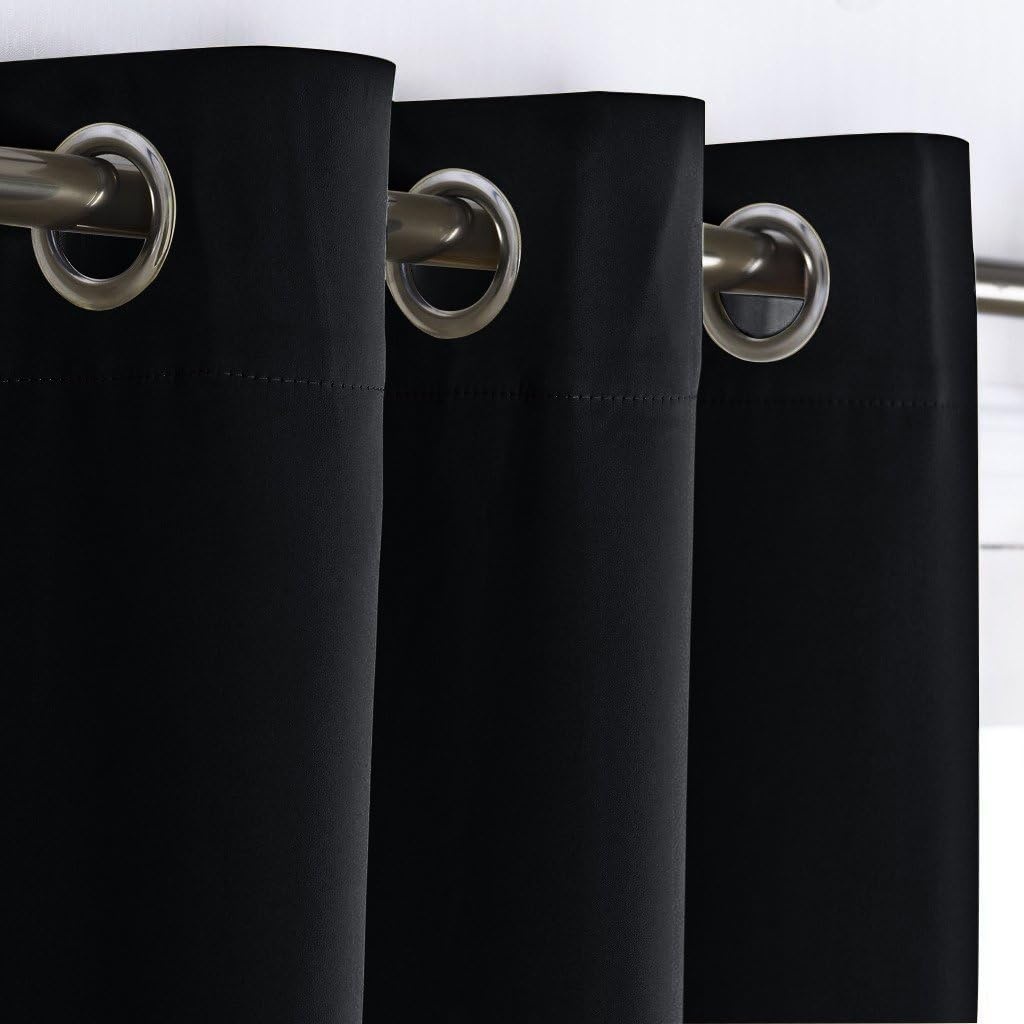image:imageNICETOWN White 100 Blackout Linen Insulated Patio Curtain 84 inch LongBlack