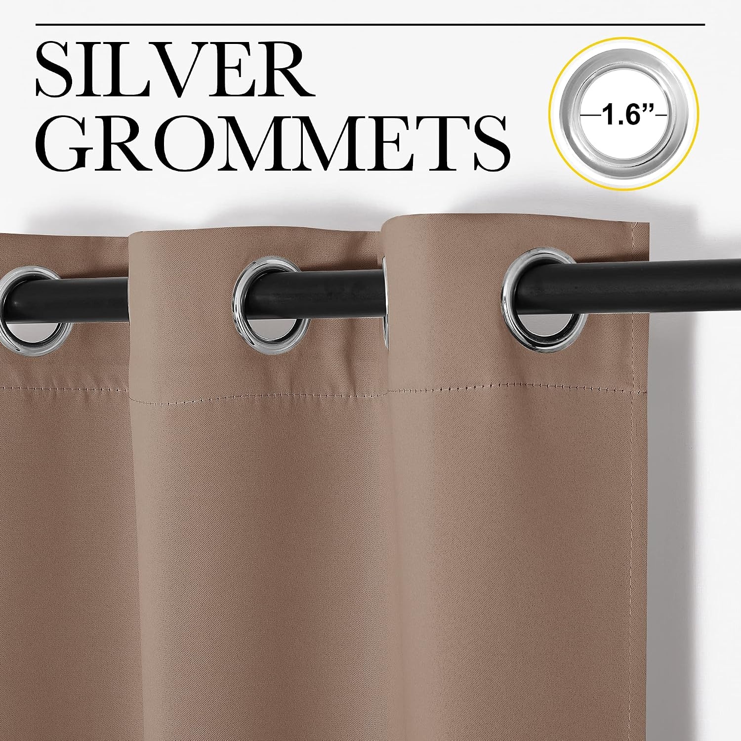 image:imageNICETOWN White 100 Blackout Linen Insulated Patio Curtain 84 inch LongCappuccino