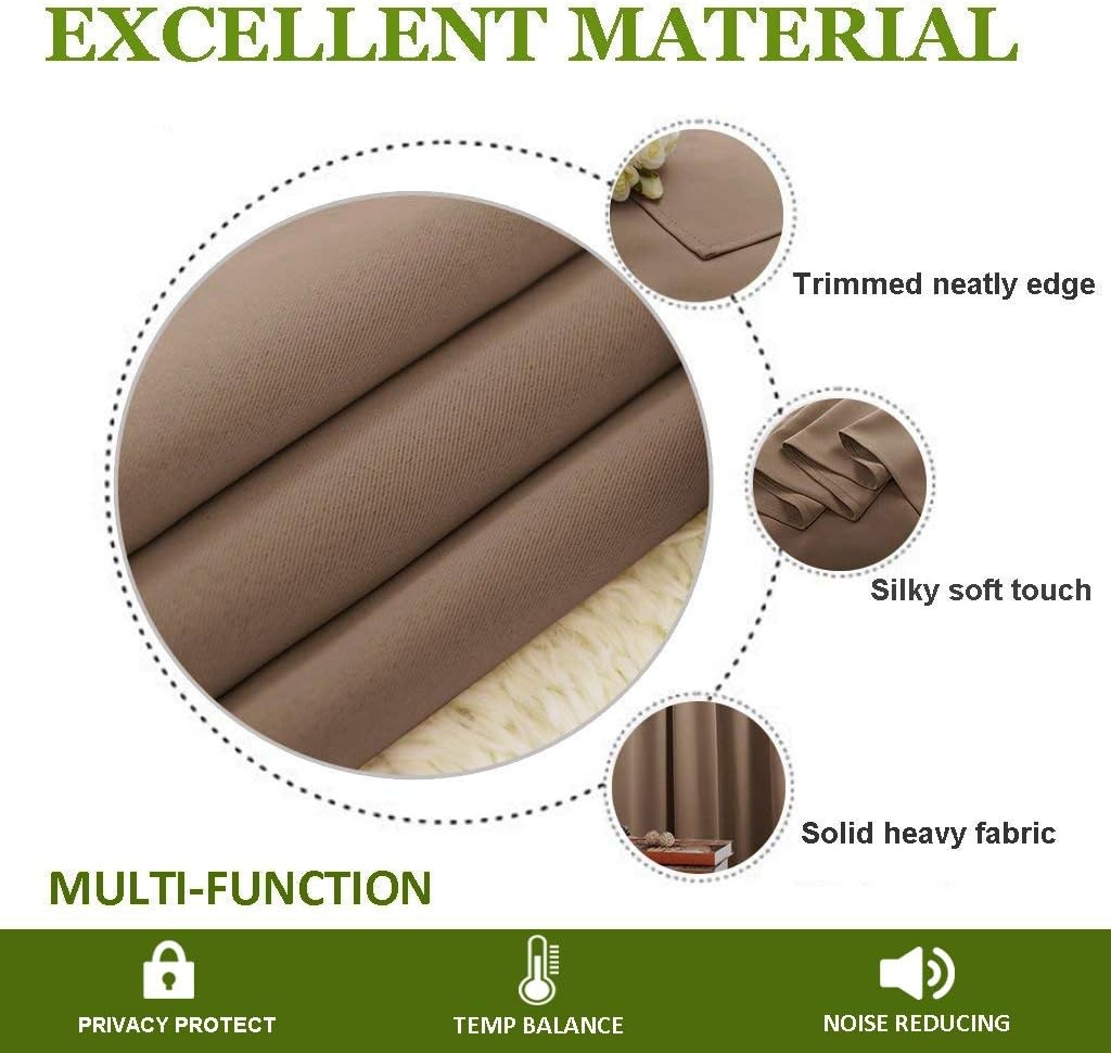 image:imageNICETOWN White 100 Blackout Linen Insulated Patio Curtain 84 inch LongCappuccino