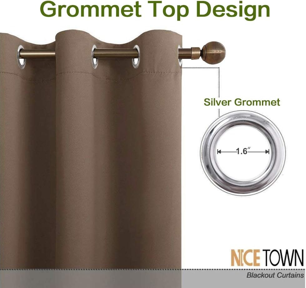 image:imageNICETOWN White 100 Blackout Linen Insulated Patio Curtain 84 inch LongCappuccino