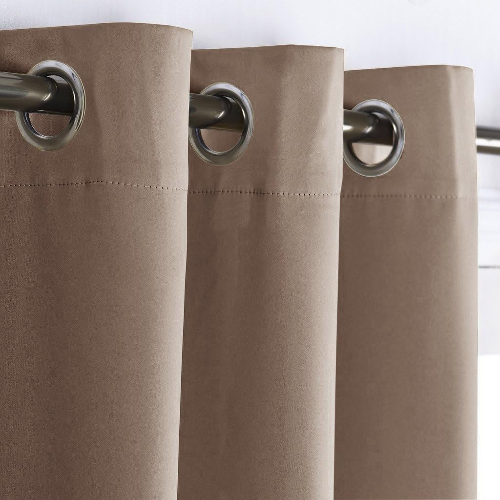 image:imageNICETOWN White 100 Blackout Linen Insulated Patio Curtain 84 inch LongCappuccino