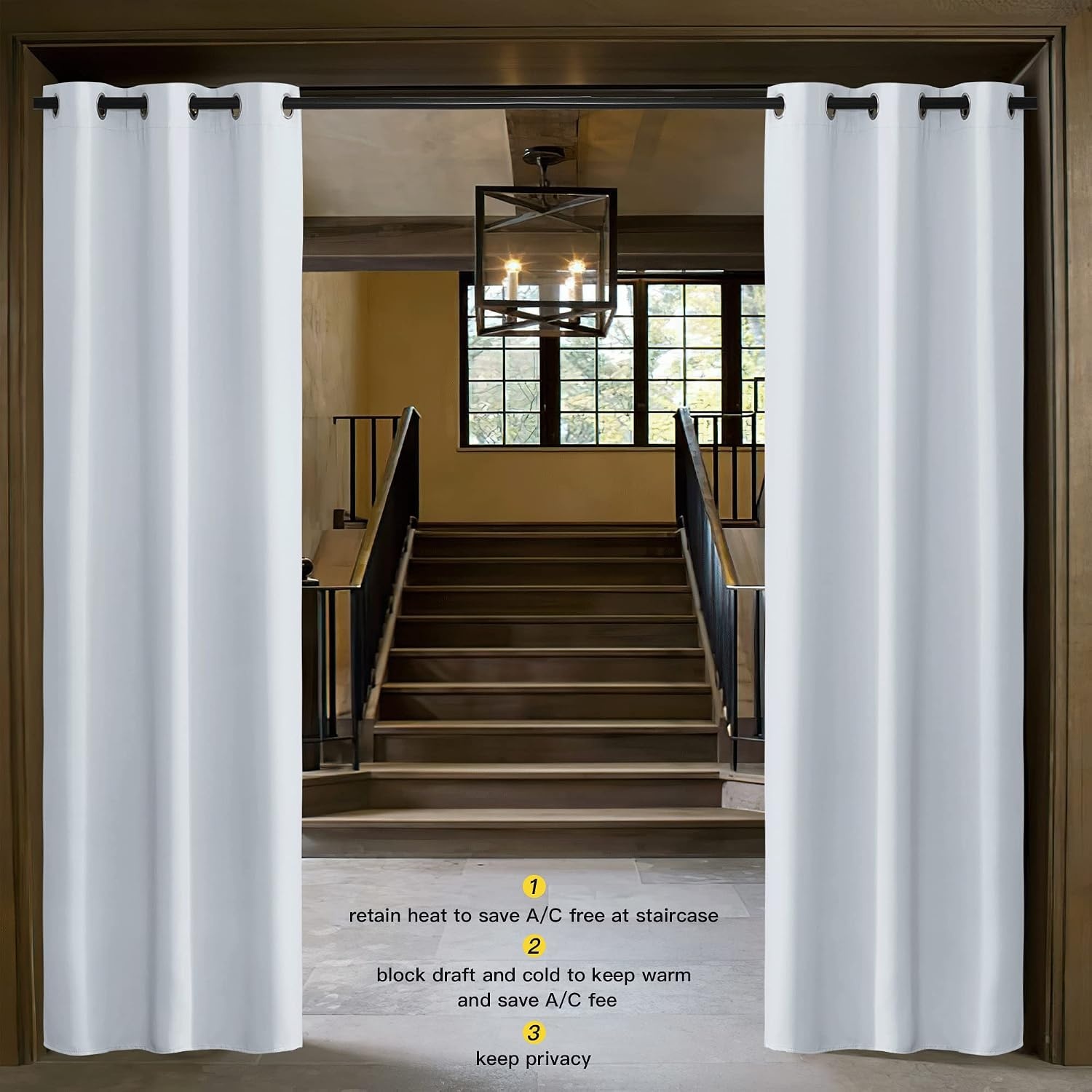 image:imageNICETOWN White 100 Blackout Linen Insulated Patio Curtain 84 inch LongCloud Grey