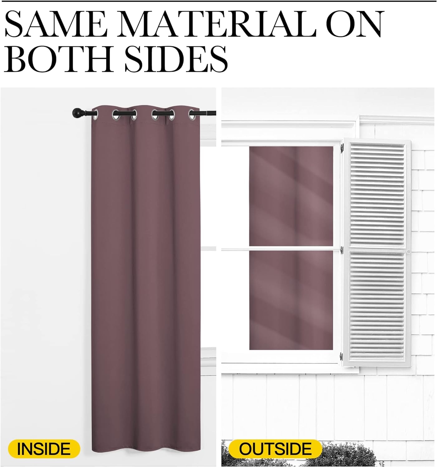 image:imageNICETOWN White 100 Blackout Linen Insulated Patio Curtain 84 inch LongDry Rose