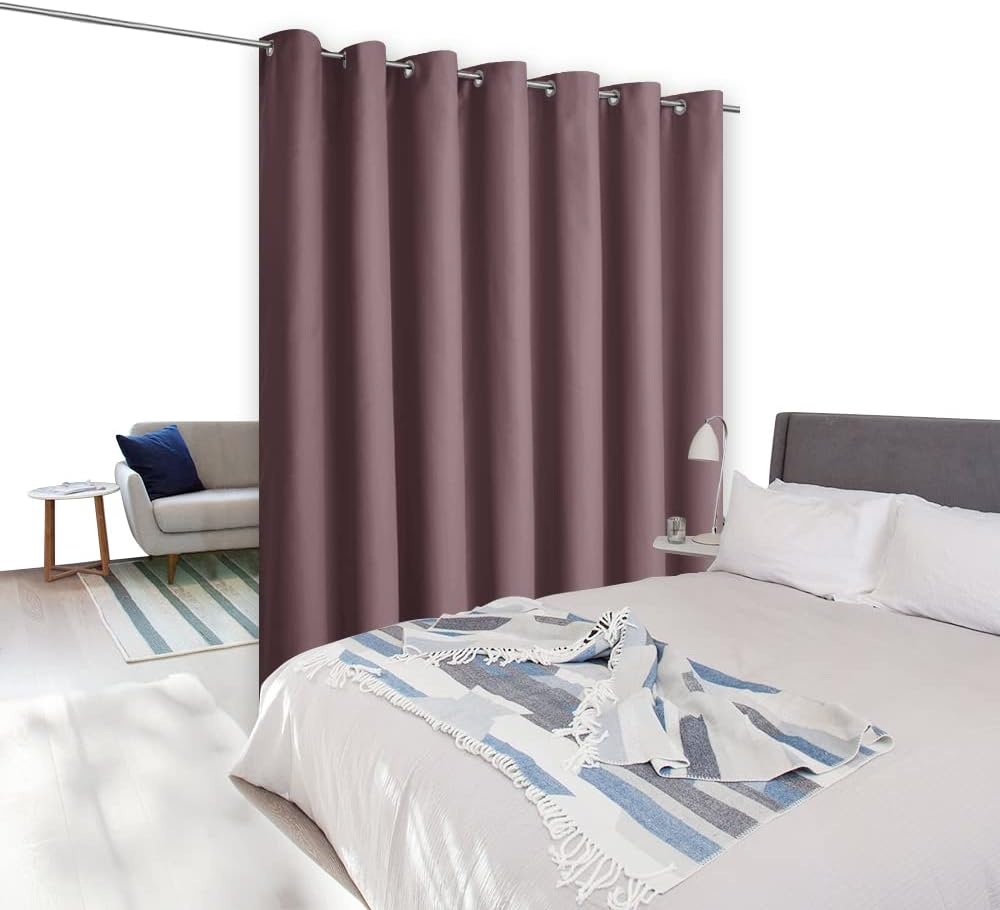 image:imageNICETOWN White 100 Blackout Linen Insulated Patio Curtain 84 inch LongDry Rose