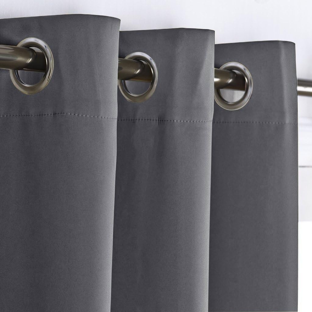 image:imageNICETOWN White 100 Blackout Linen Insulated Patio Curtain 84 inch LongGrey
