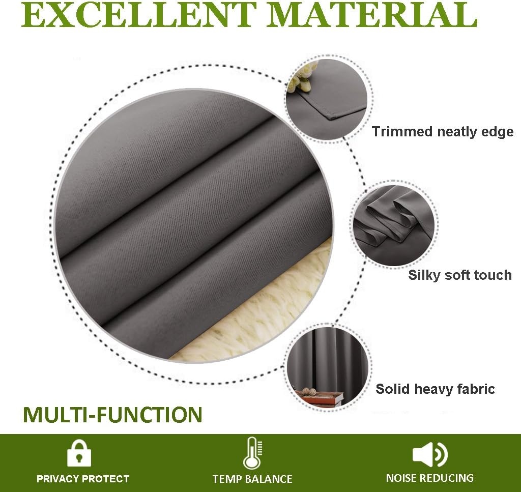 image:imageNICETOWN White 100 Blackout Linen Insulated Patio Curtain 84 inch LongGrey