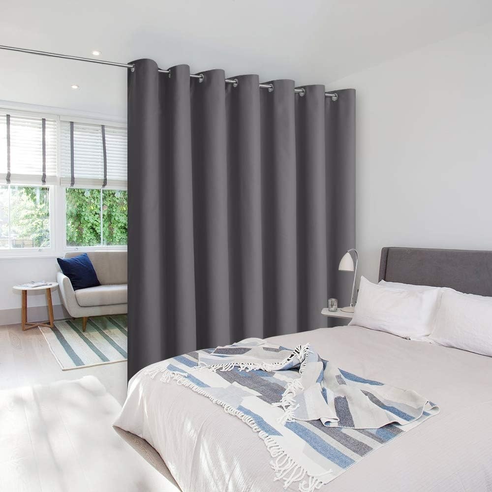 image:imageNICETOWN White 100 Blackout Linen Insulated Patio Curtain 84 inch LongGrey