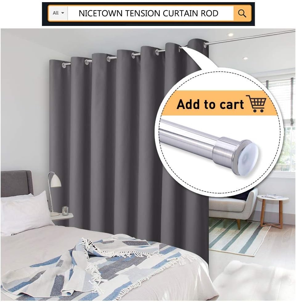 image:imageNICETOWN White 100 Blackout Linen Insulated Patio Curtain 84 inch LongGrey