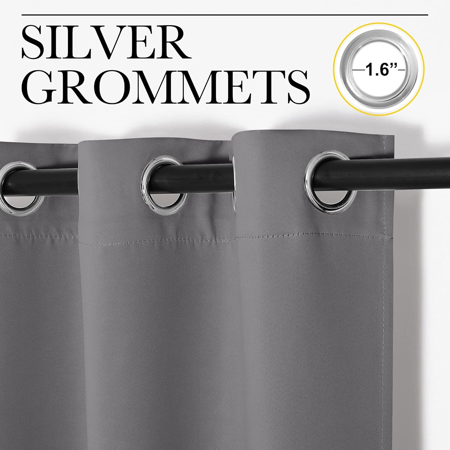 image:imageNICETOWN White 100 Blackout Linen Insulated Patio Curtain 84 inch LongGrey