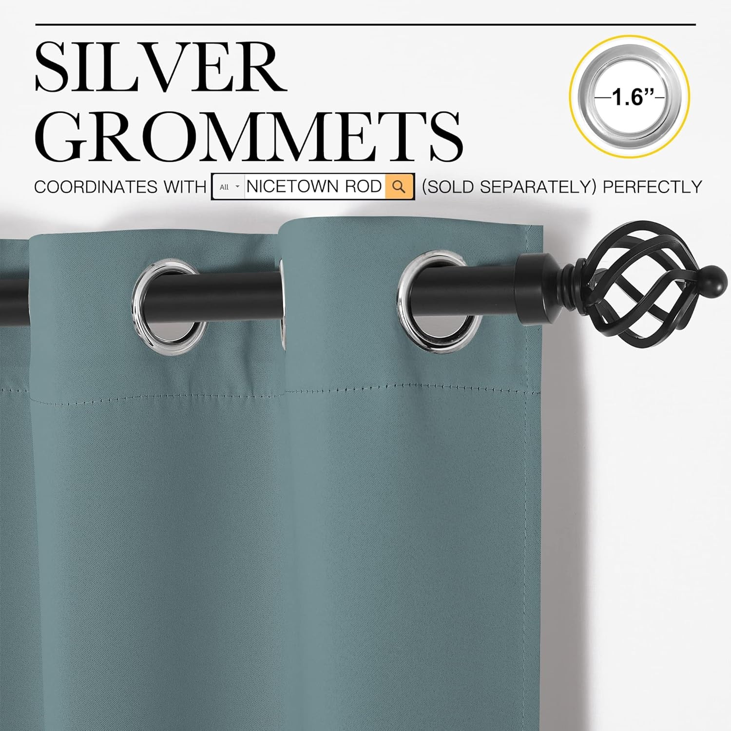 image:imageNICETOWN White 100 Blackout Linen Insulated Patio Curtain 84 inch LongGreyish Green