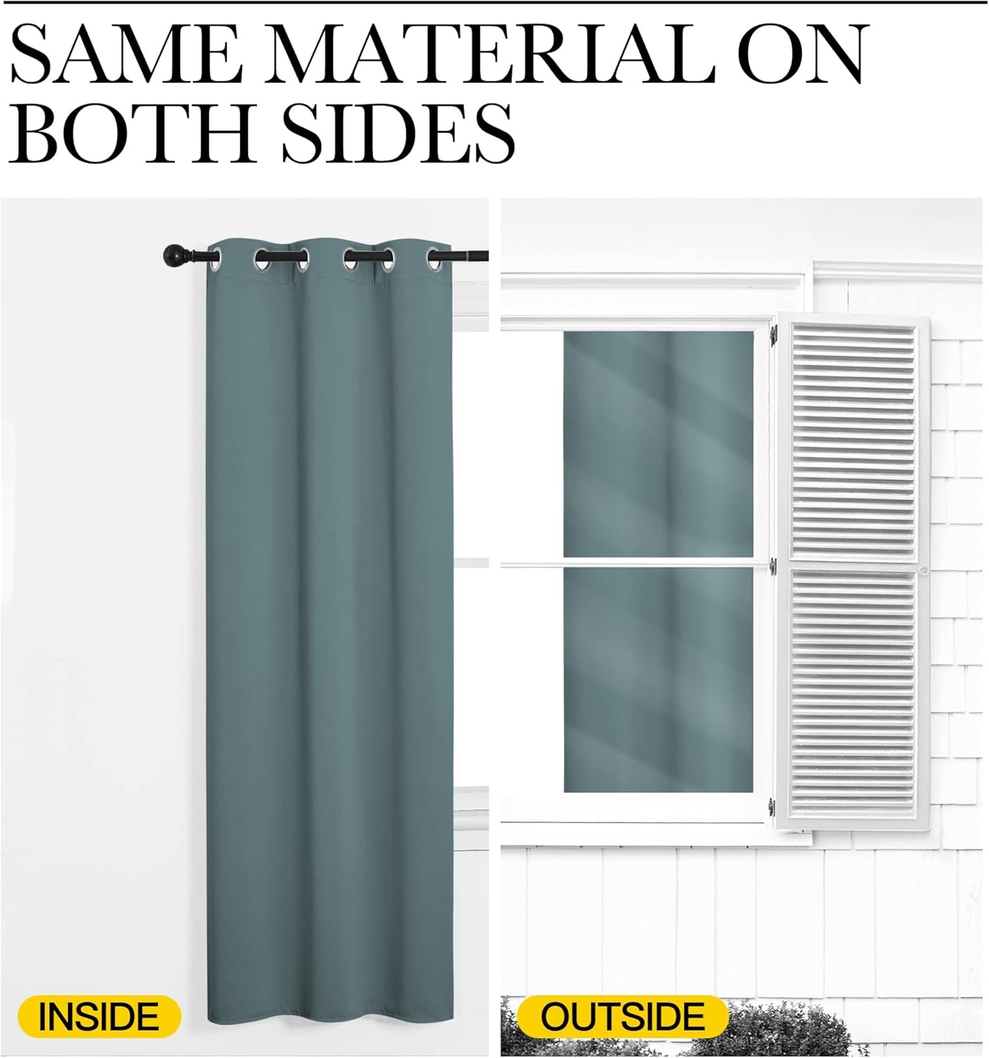 image:imageNICETOWN White 100 Blackout Linen Insulated Patio Curtain 84 inch LongGreyish Green