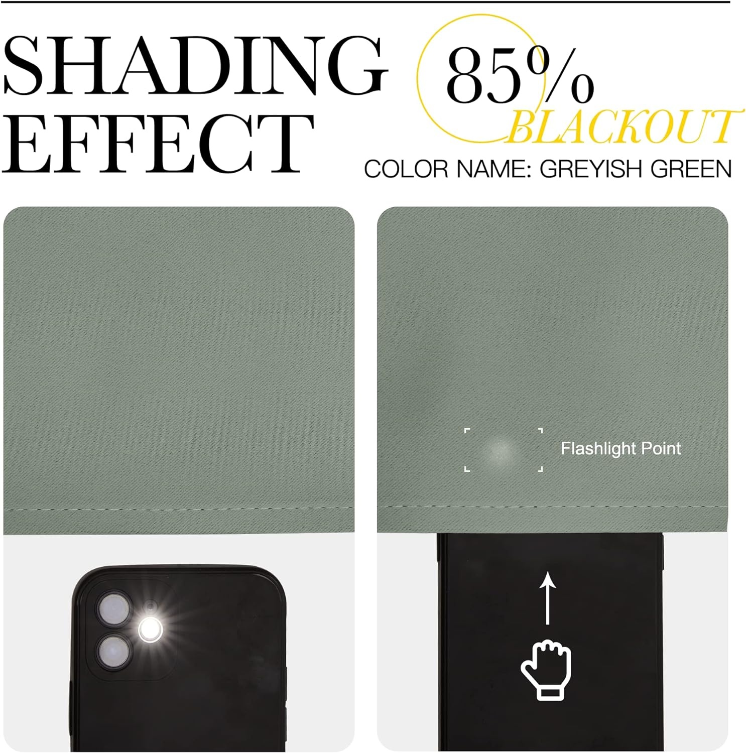 image:imageNICETOWN White 100 Blackout Linen Insulated Patio Curtain 84 inch LongGreyish Green