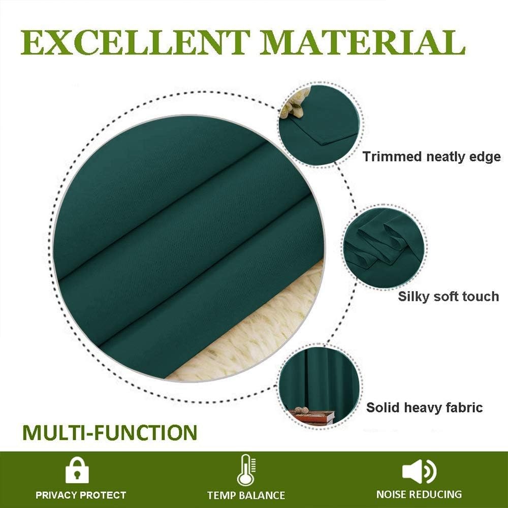 image:imageNICETOWN White 100 Blackout Linen Insulated Patio Curtain 84 inch LongHunter Green