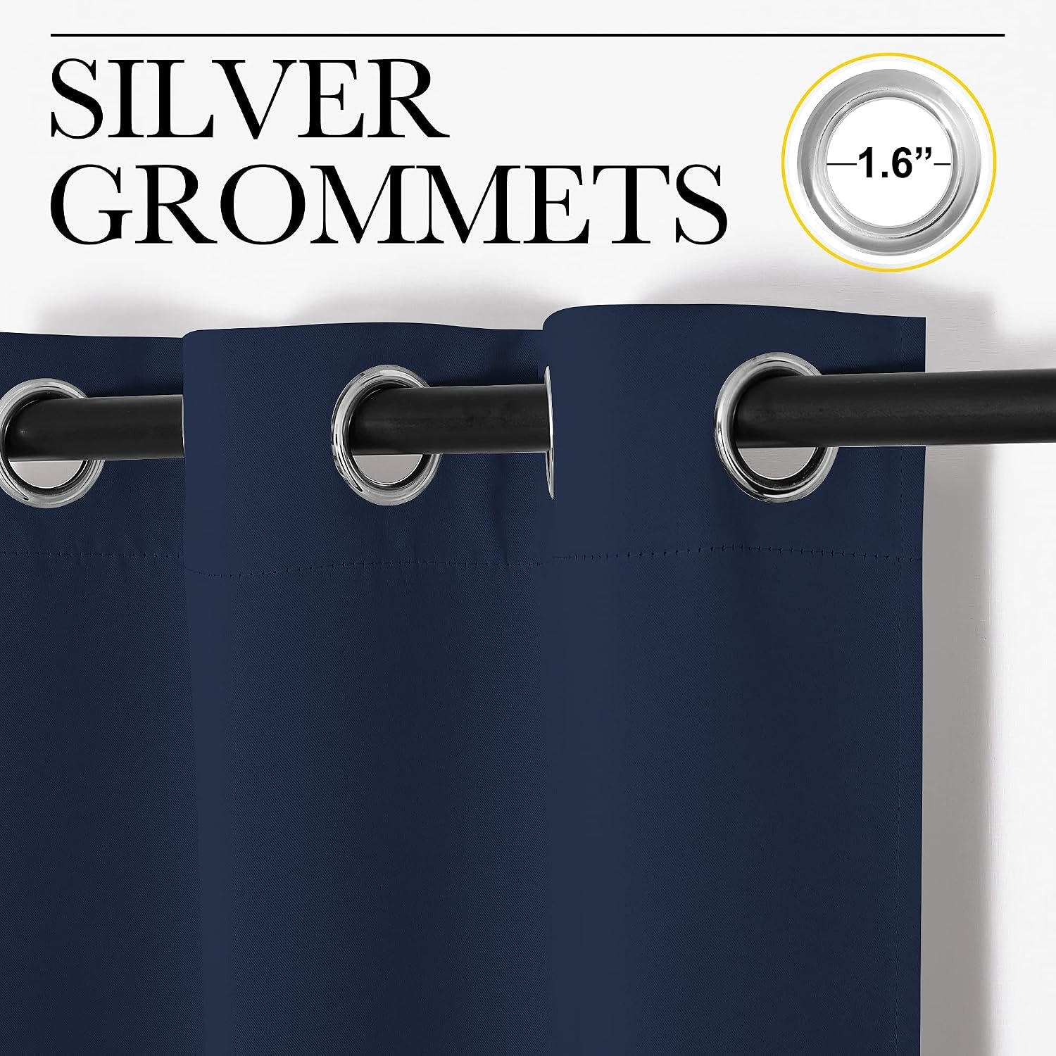 image:imageNICETOWN White 100 Blackout Linen Insulated Patio Curtain 84 inch LongNavy