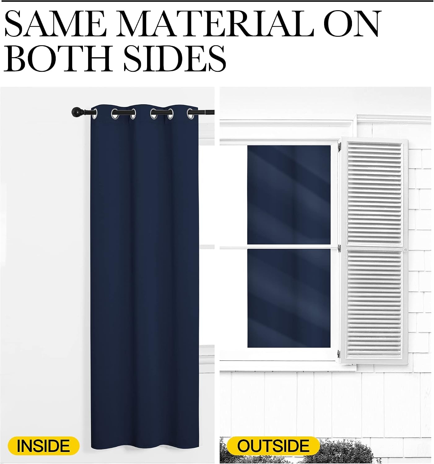 image:imageNICETOWN White 100 Blackout Linen Insulated Patio Curtain 84 inch LongNavy