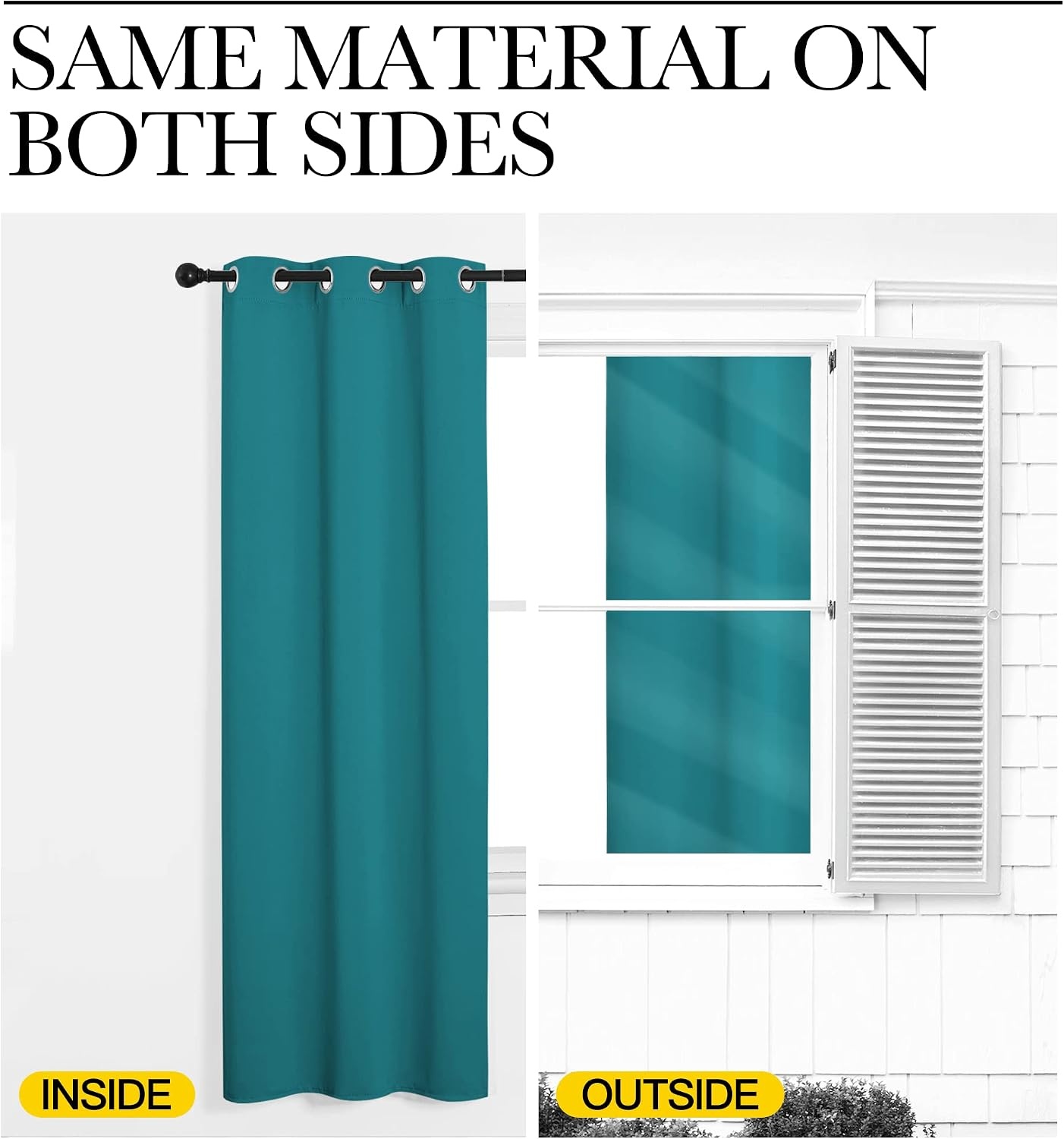 image:imageNICETOWN White 100 Blackout Linen Insulated Patio Curtain 84 inch LongPeacock Blue