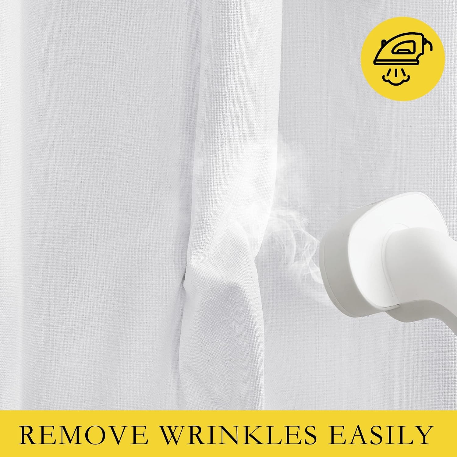 image:imageNICETOWN White 100 Blackout Linen Insulated Patio Curtain 84 inch LongPure White