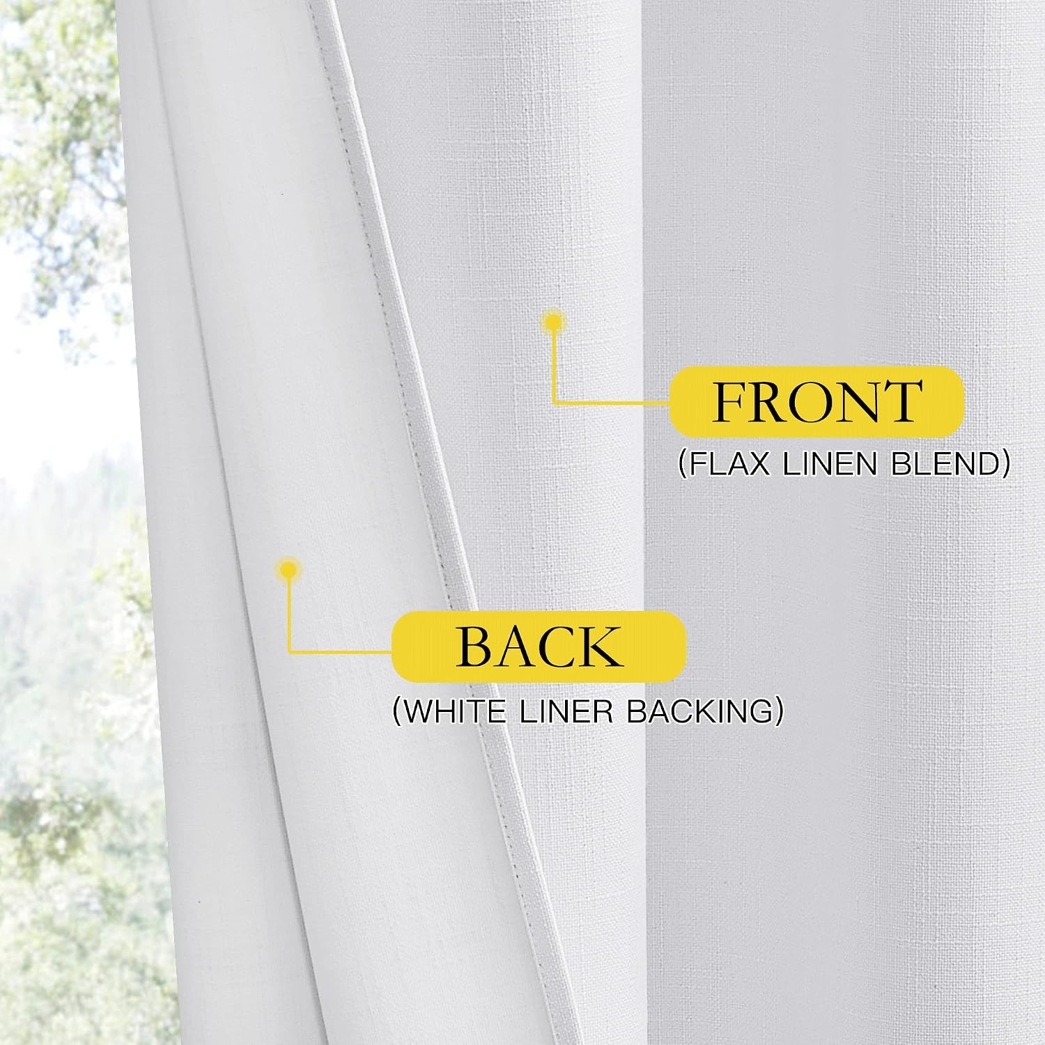 image:imageNICETOWN White 100 Blackout Linen Insulated Patio Curtain 84 inch LongPure White