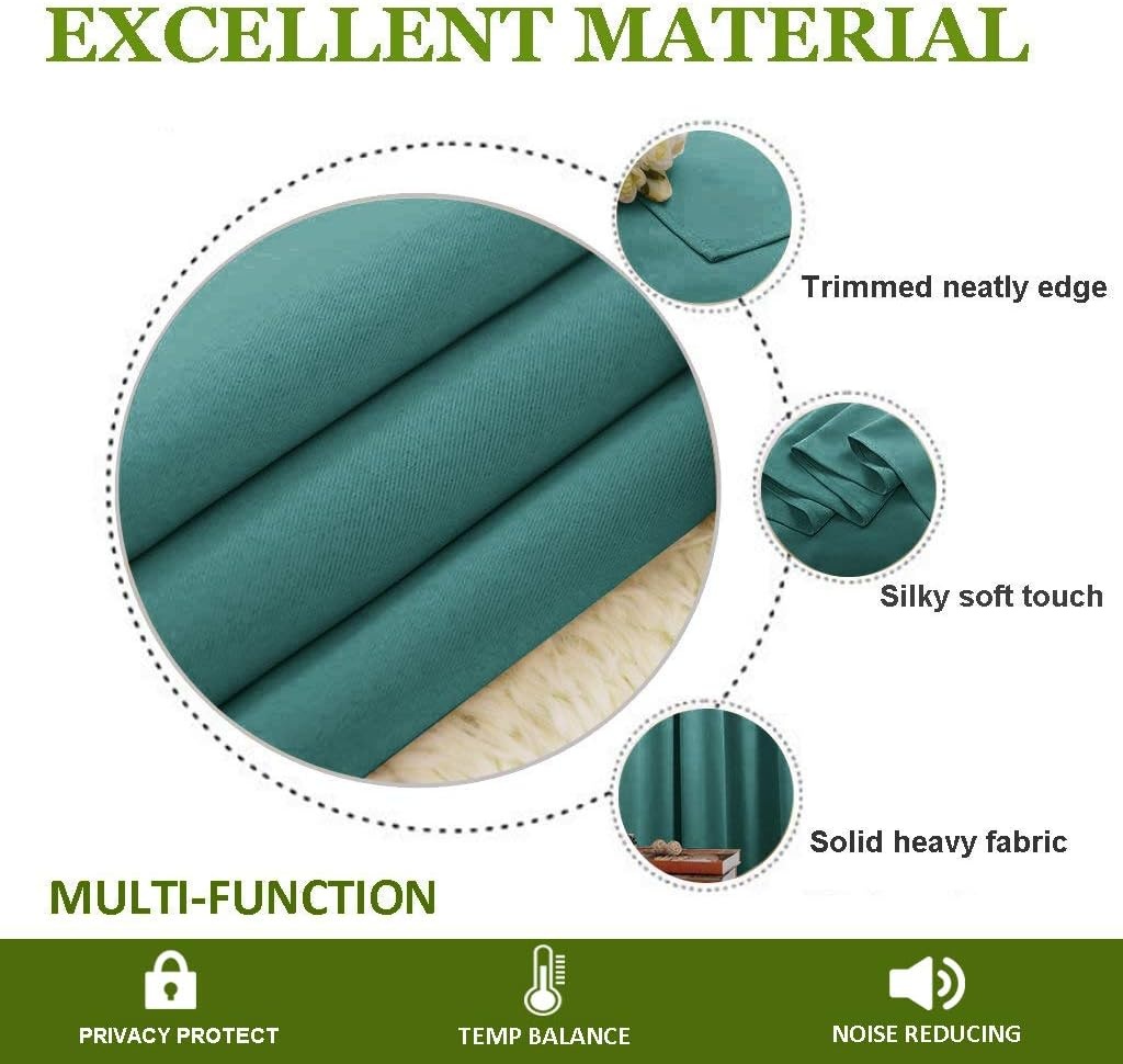 image:imageNICETOWN White 100 Blackout Linen Insulated Patio Curtain 84 inch LongSea Teal