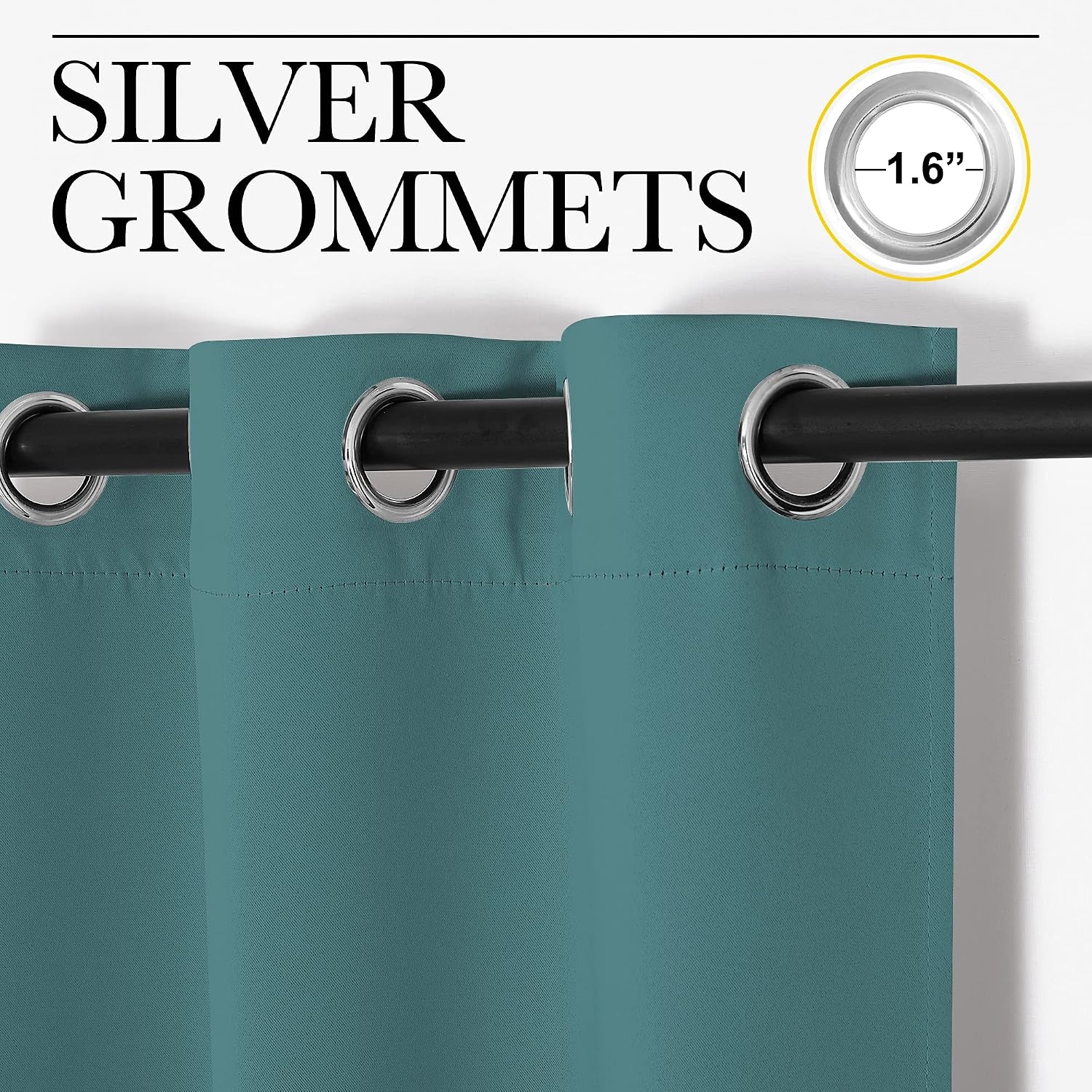 image:imageNICETOWN White 100 Blackout Linen Insulated Patio Curtain 84 inch LongSea Teal
