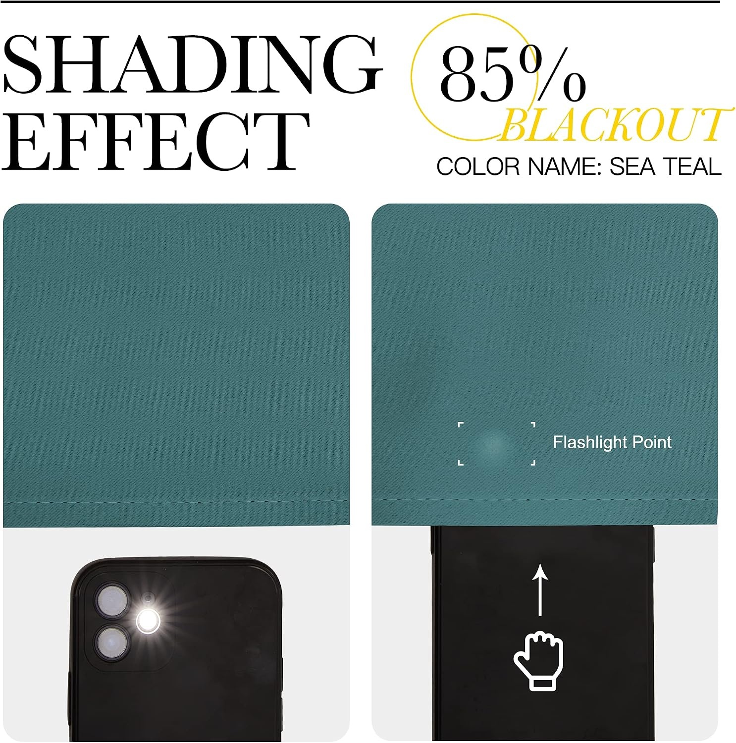 image:imageNICETOWN White 100 Blackout Linen Insulated Patio Curtain 84 inch LongSea Teal